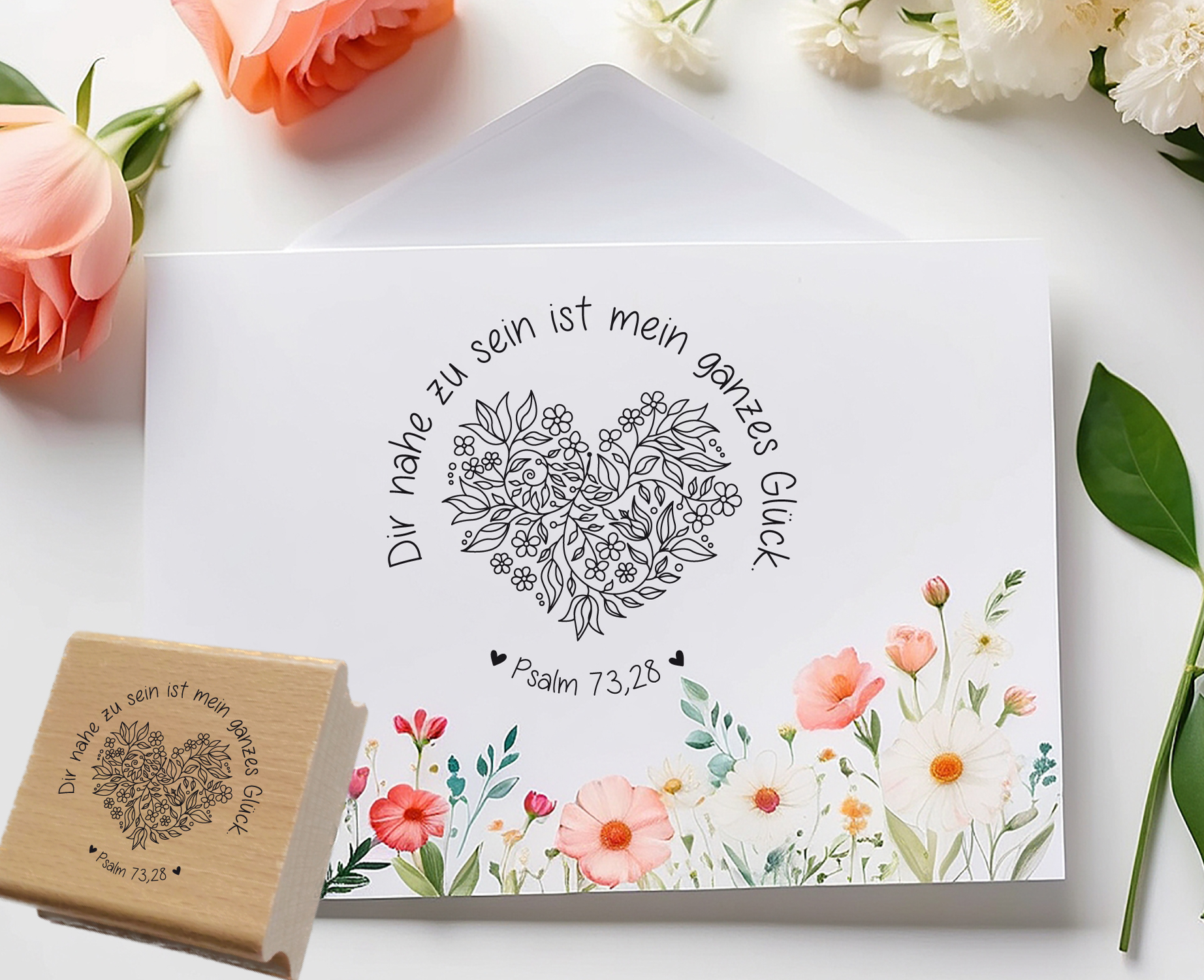Bibelversstempel - Dir nahe zu sein ist mein ganzes Glück. Psalm 73,28
