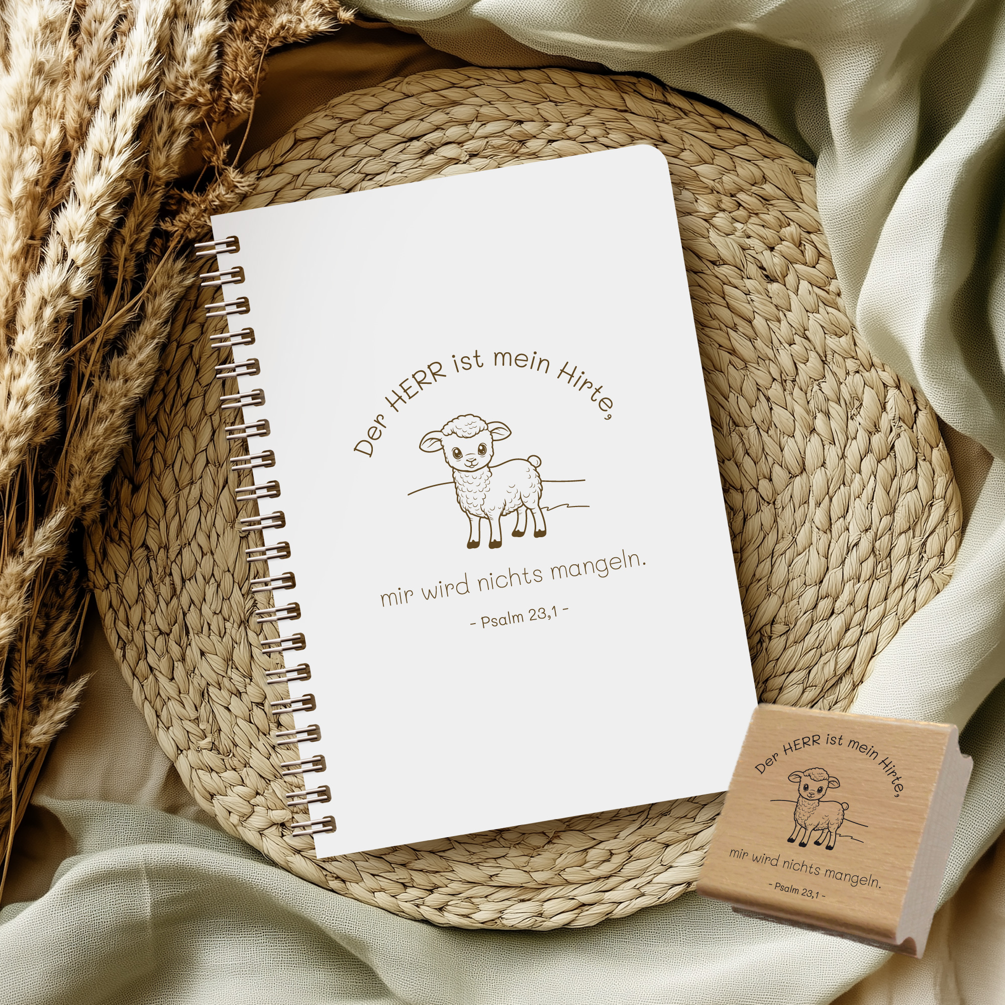 Bibelvers Stempel Psalm 23,1 | Der Herr ist mein Hirte | Schaf Stempel für Kinder | Christlicher Kinderstempel