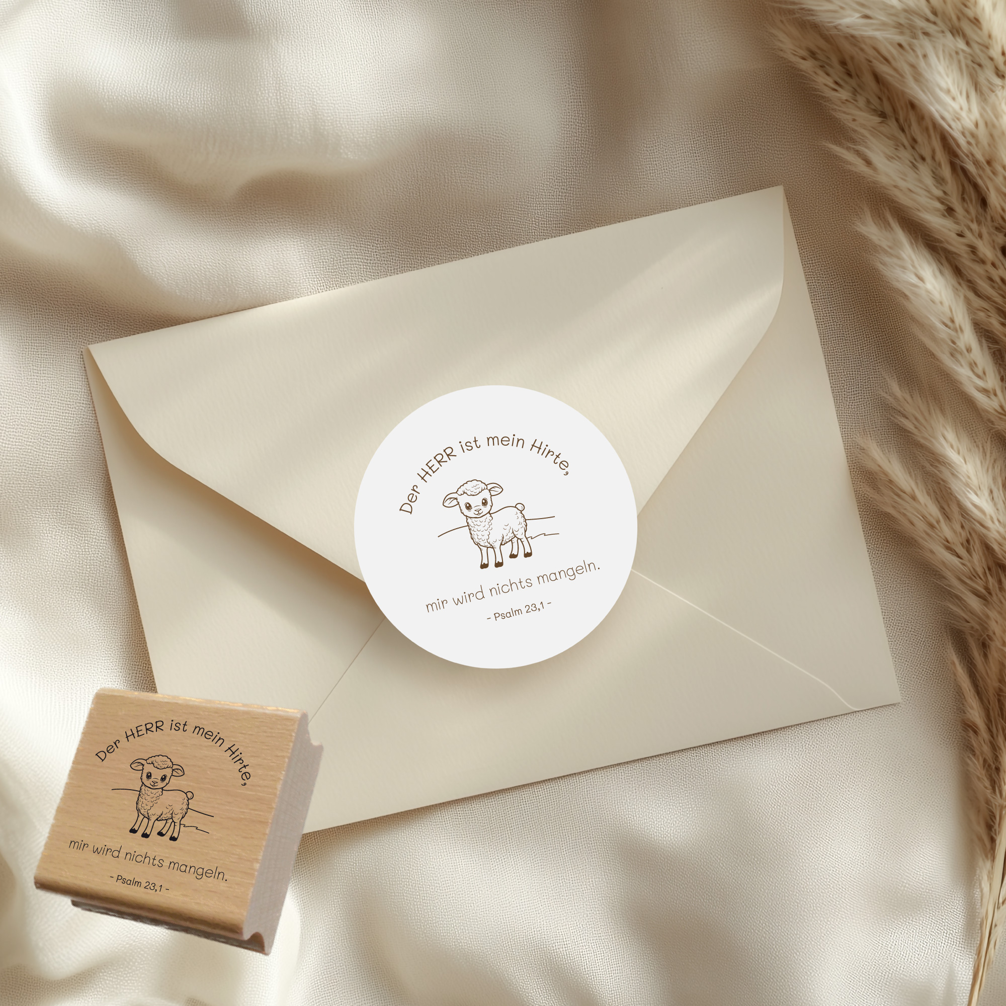 Bibelvers Stempel Psalm 23,1 | Der Herr ist mein Hirte | Schaf Stempel für Kinder | Christlicher Kinderstempel