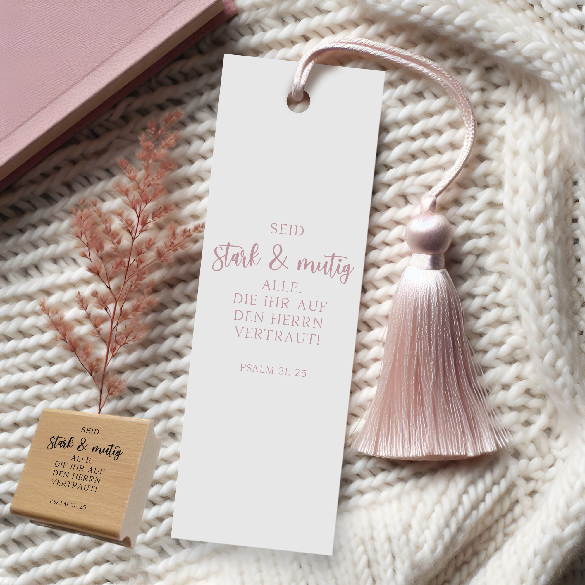 Bibelvers-Stempel Psalm 31,25 „Seid stark und mutig“ | für Karten, Basteln & Geschenkideen