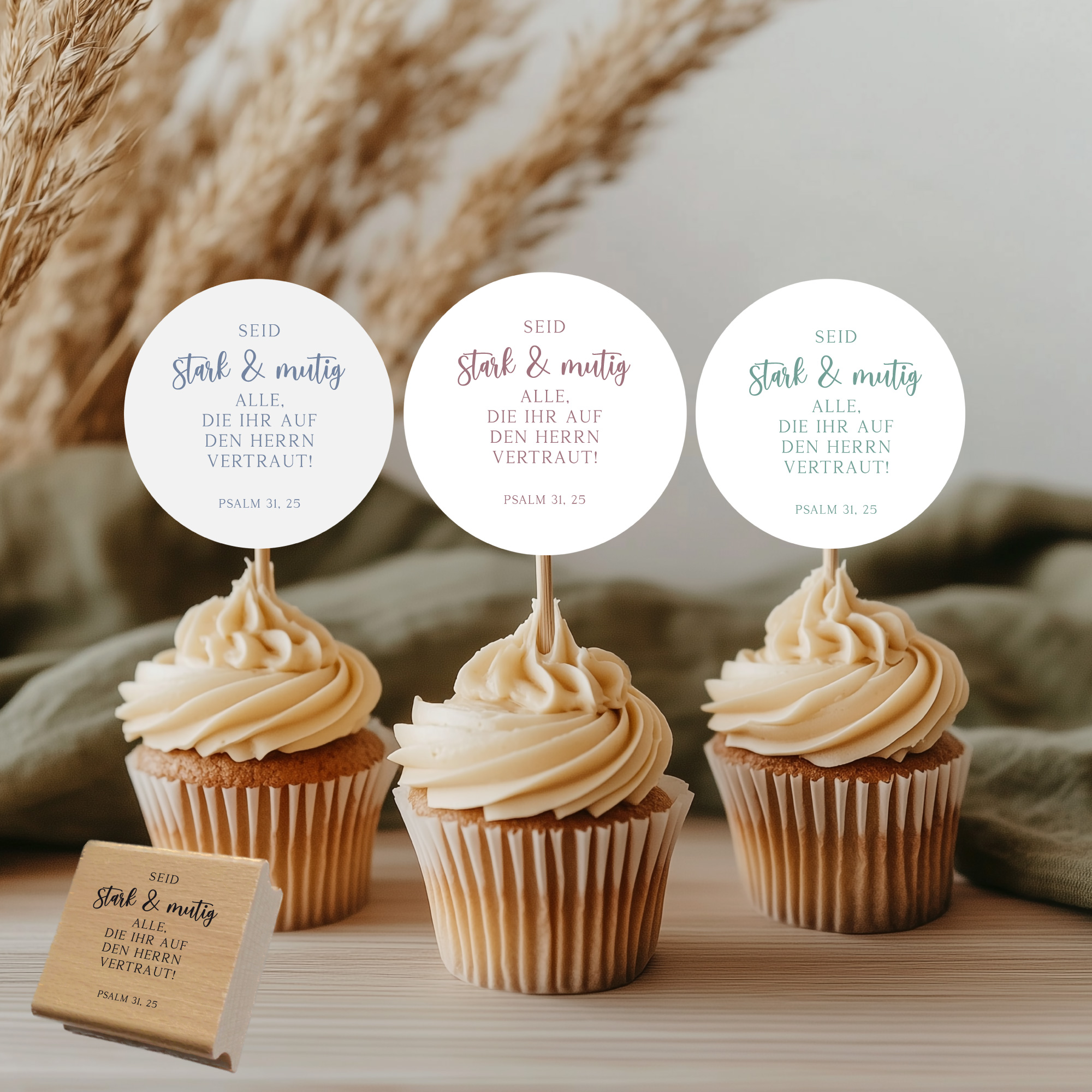Bibelvers-Stempel Psalm 31,25 „Seid stark und mutig“ | für Karten, Basteln & Geschenkideen