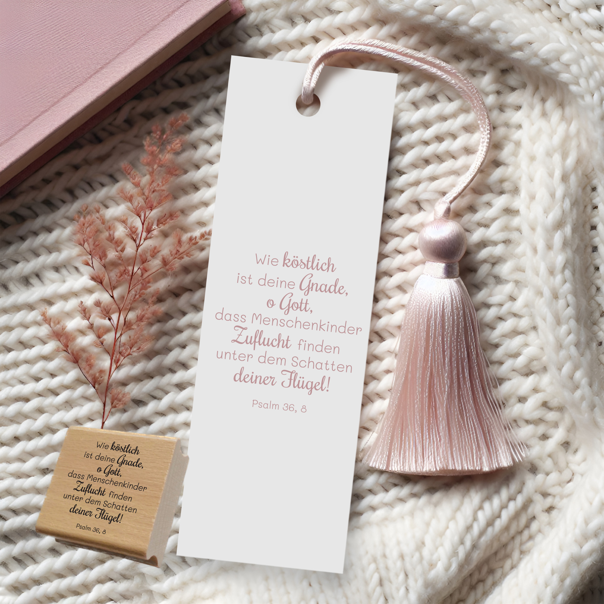 Bibelvers-Stempel Psalm 36,8 „Unter dem Schatten deiner Flügel“ Schutz & Geborgenheit