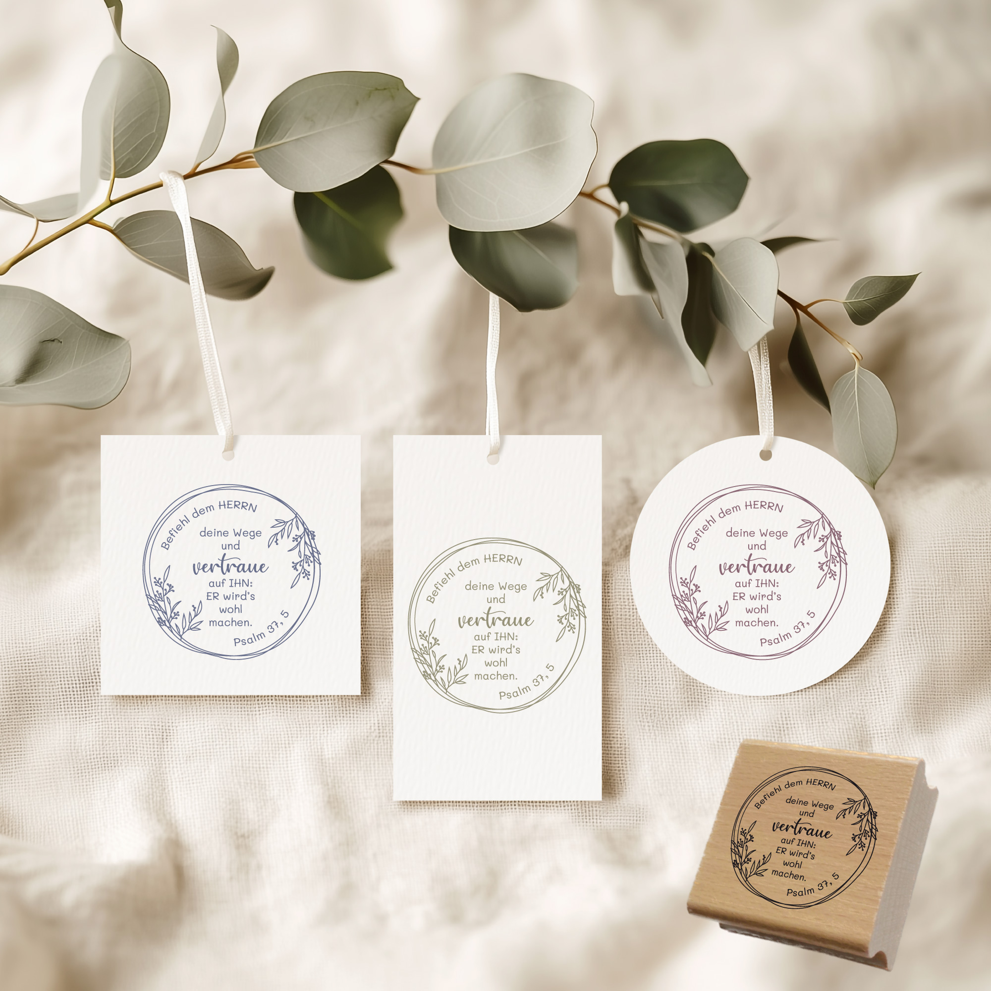 Bibelvers Stempel „Befiehl dem Herrn deine Wege“ – Psalm 37,5