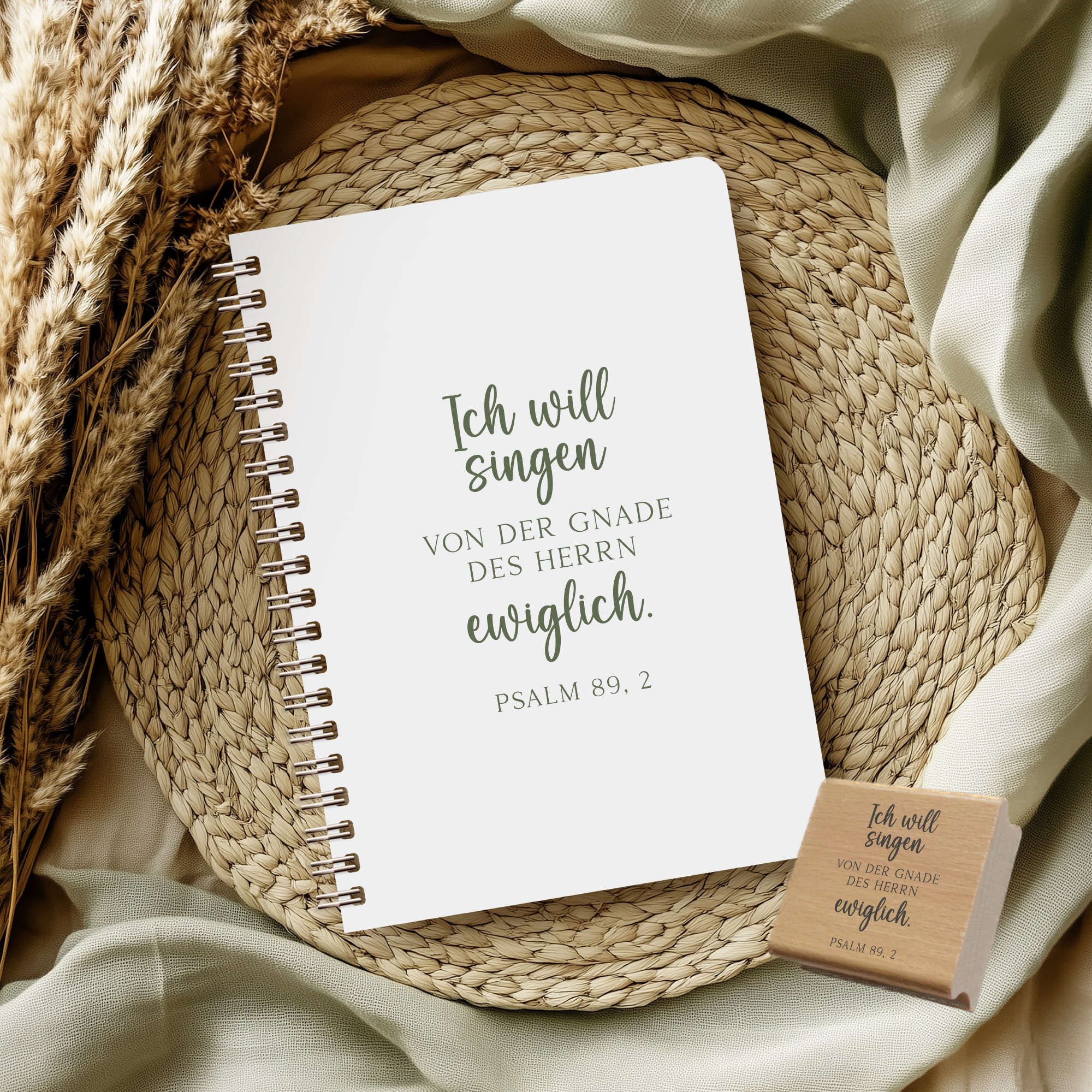 Bibelvers-Stempel Psalm 89,2 „Ich will singen von der Gnade des Herrn“ Christlicher Stempel | Lob & Dank