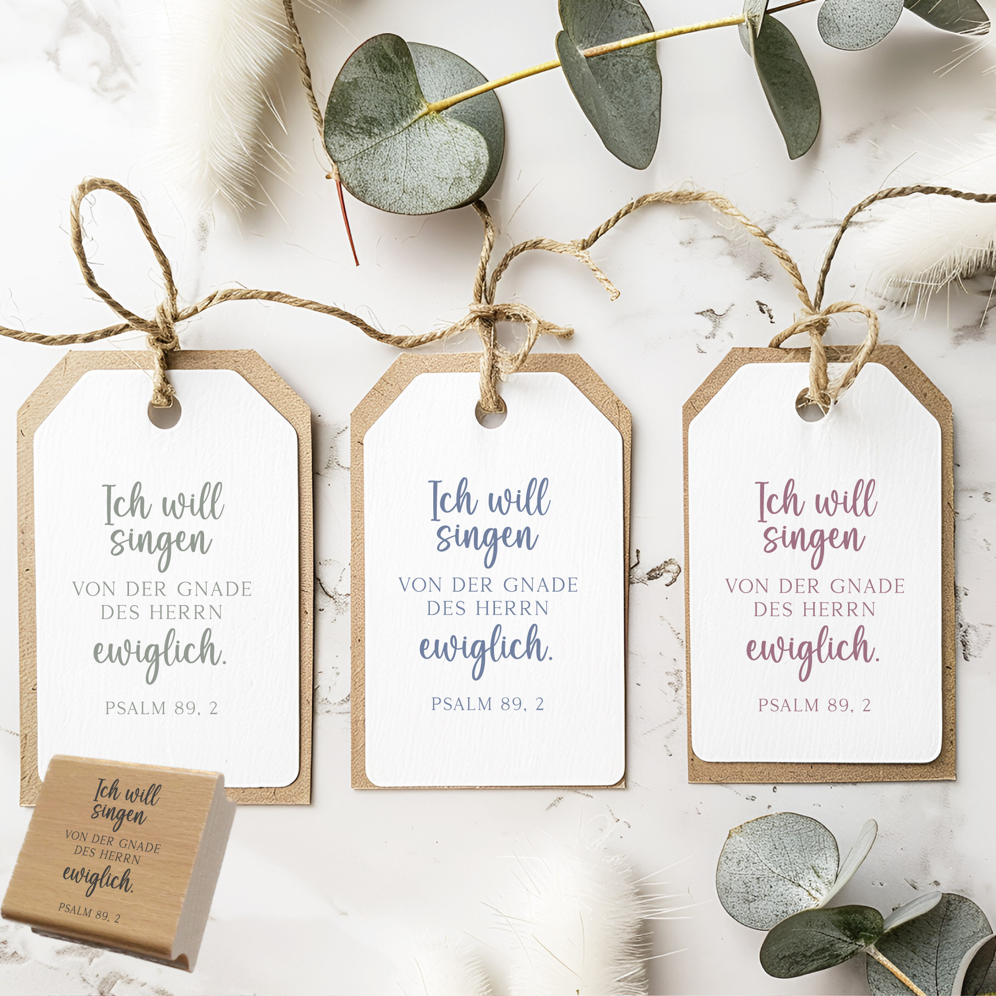 Bibelvers-Stempel Psalm 89,2 „Ich will singen von der Gnade des Herrn“ Christlicher Stempel | Lob & Dank