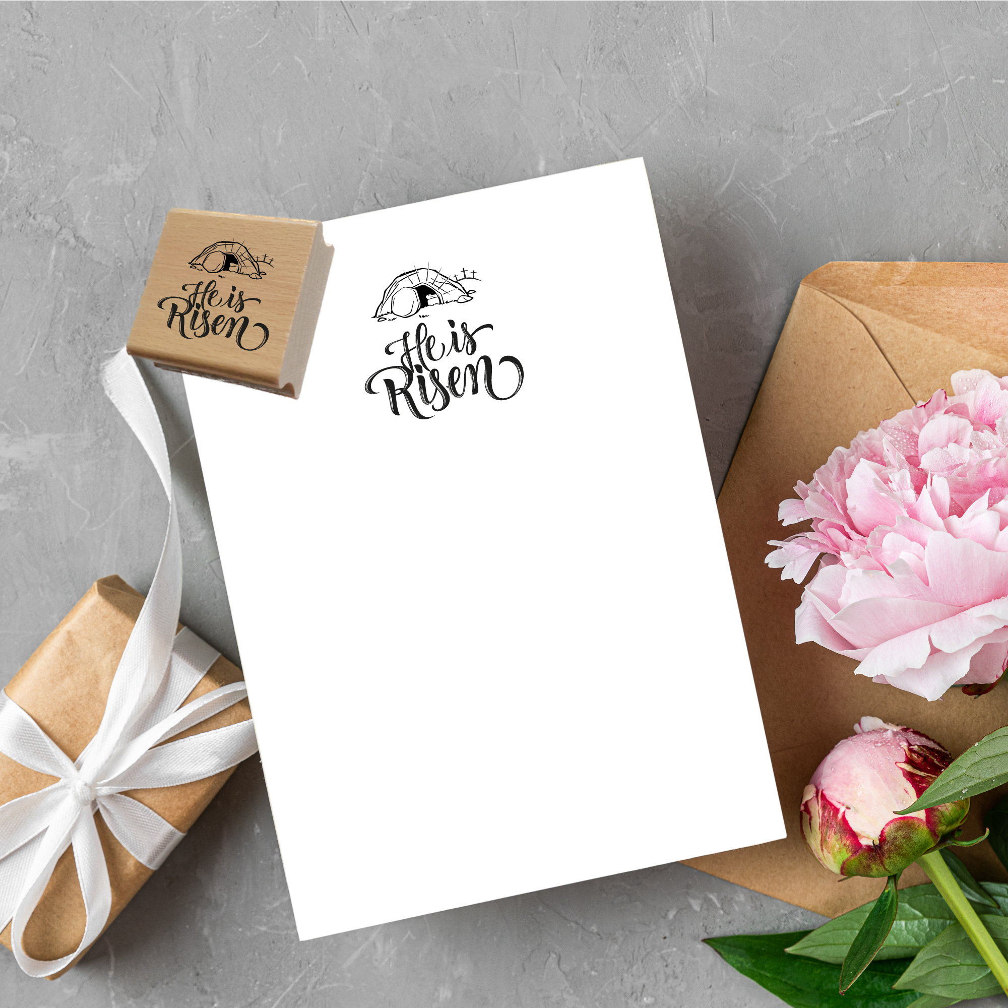 Oster-STEMPEL englisch "He is risen"