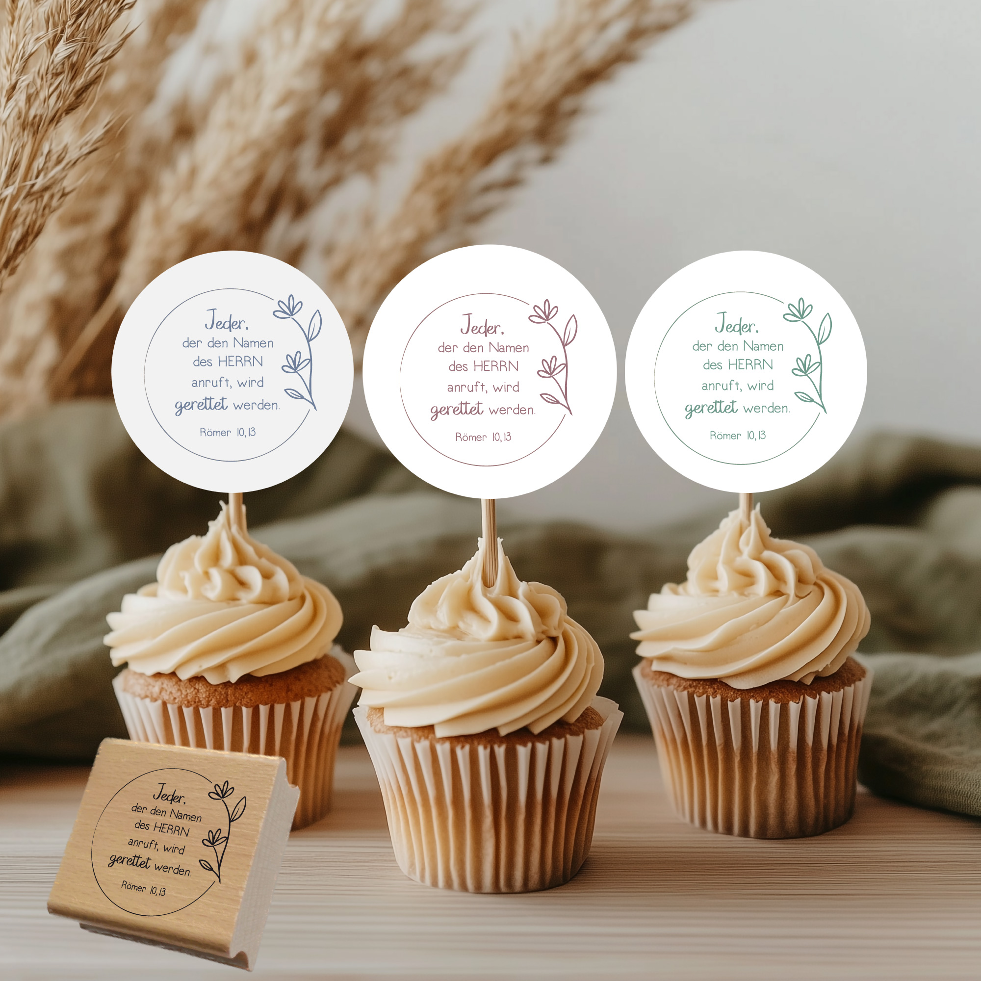 Bibelvers Stempel "Jeder, der den Namen des Herrn anruft, wird gerettet werden." Römer 10,13