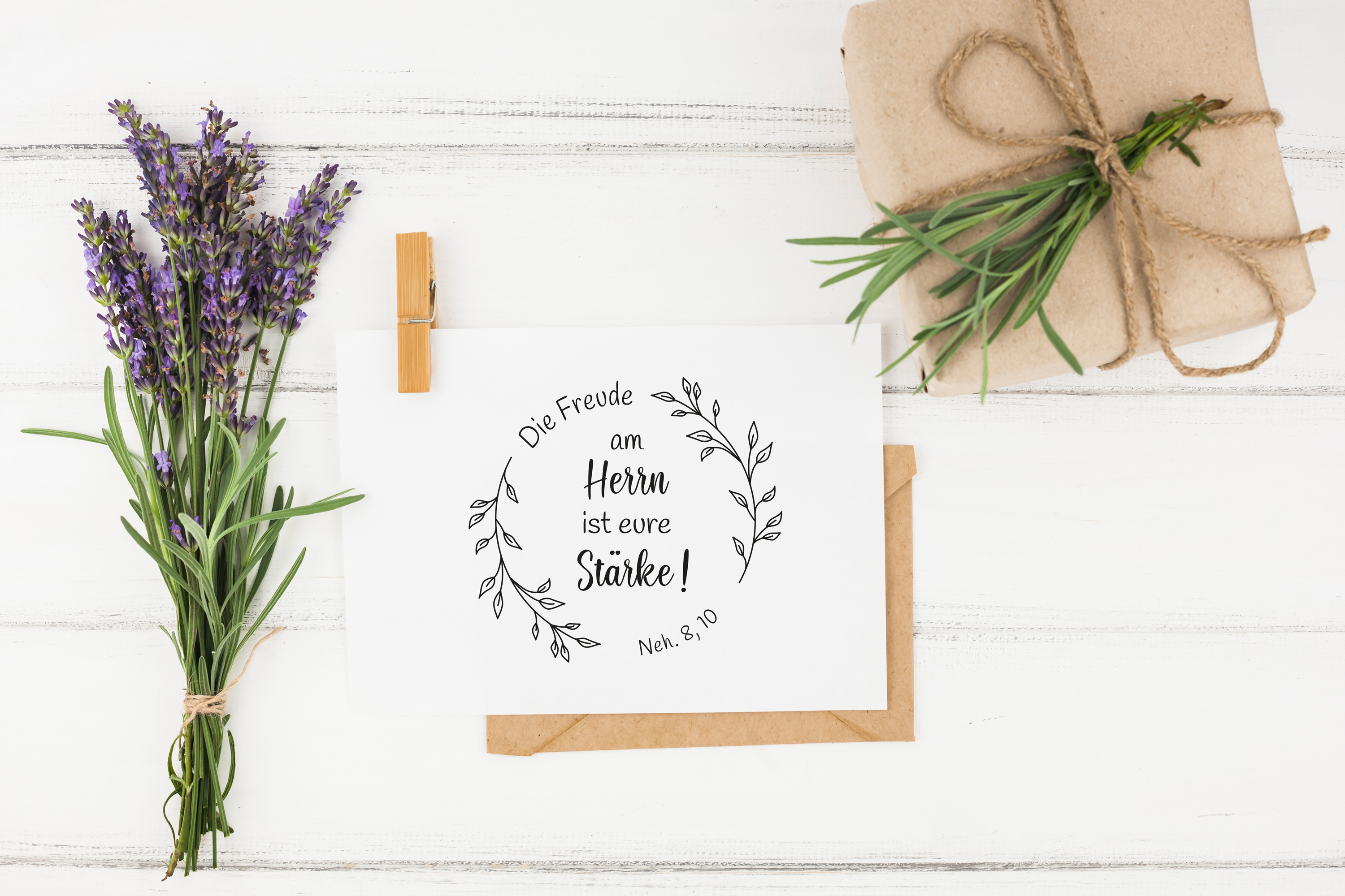 Bibelvers STEMPEL "Nehemia 8, 10 - Die Freude am Herrn ist eure Stärke"