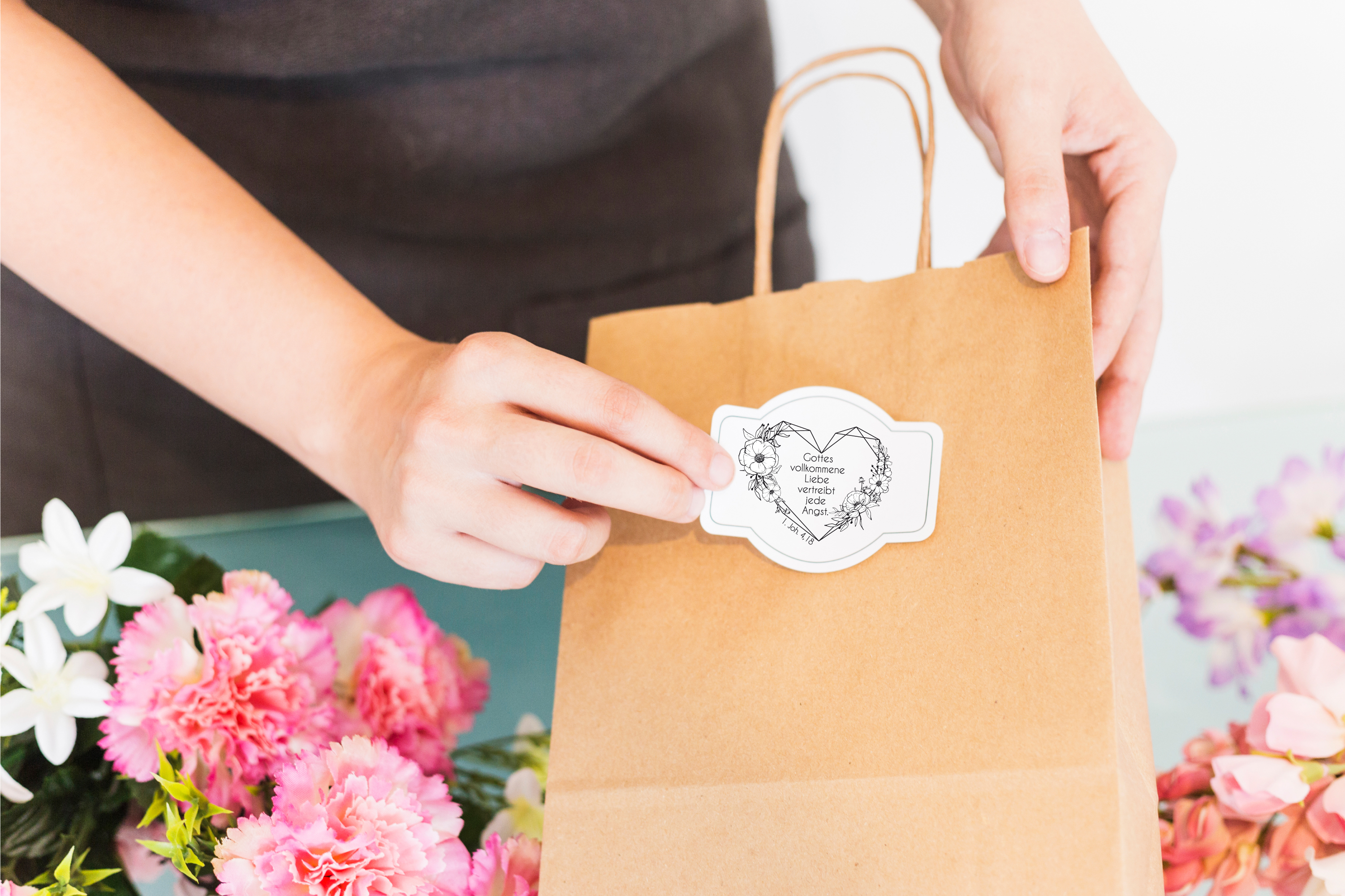 Bibelvers STEMPEL Herz "1. Johannes 4, 18 Gottes vollkommene Liebe"