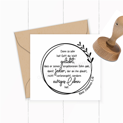 Bibelvers STEMPEL "Johannes 3, 16 - Denn so sehr hat Gott die Welt geliebt..."