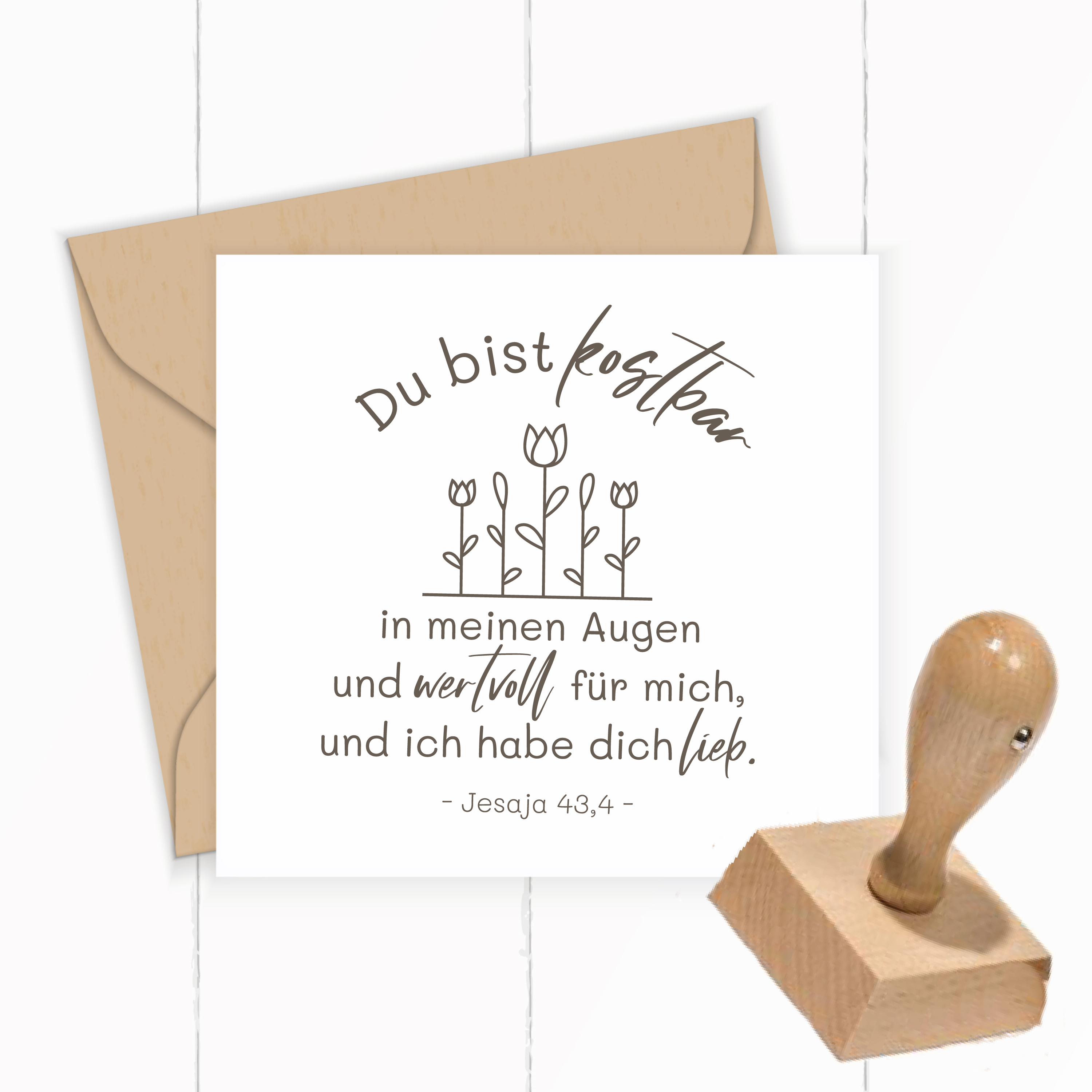Florale Bibelvers-STEMPEL "Jesaja 43,4 - Du bist kostbar"