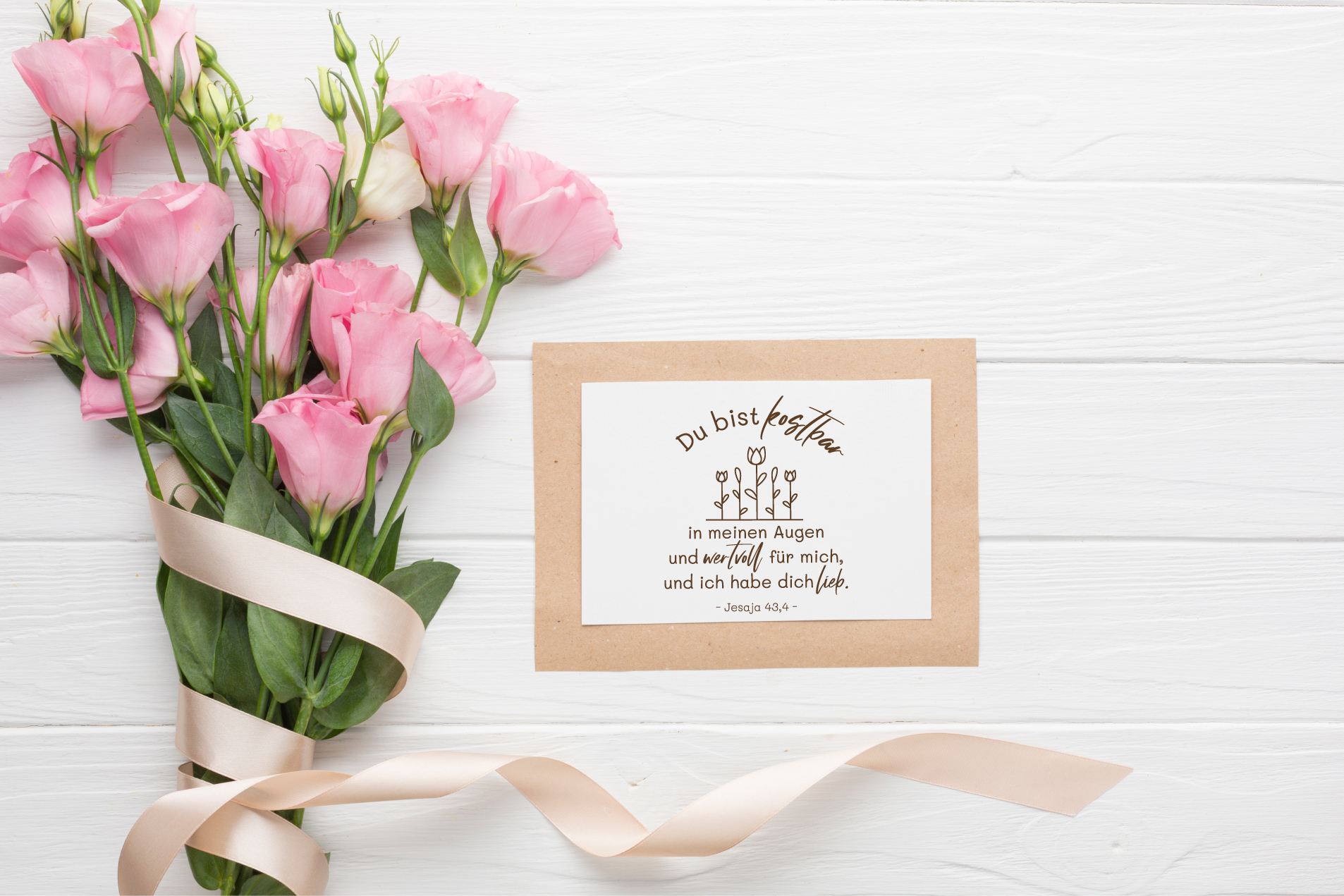 Florale Bibelvers-STEMPEL "Jesaja 43,4 - Du bist kostbar"