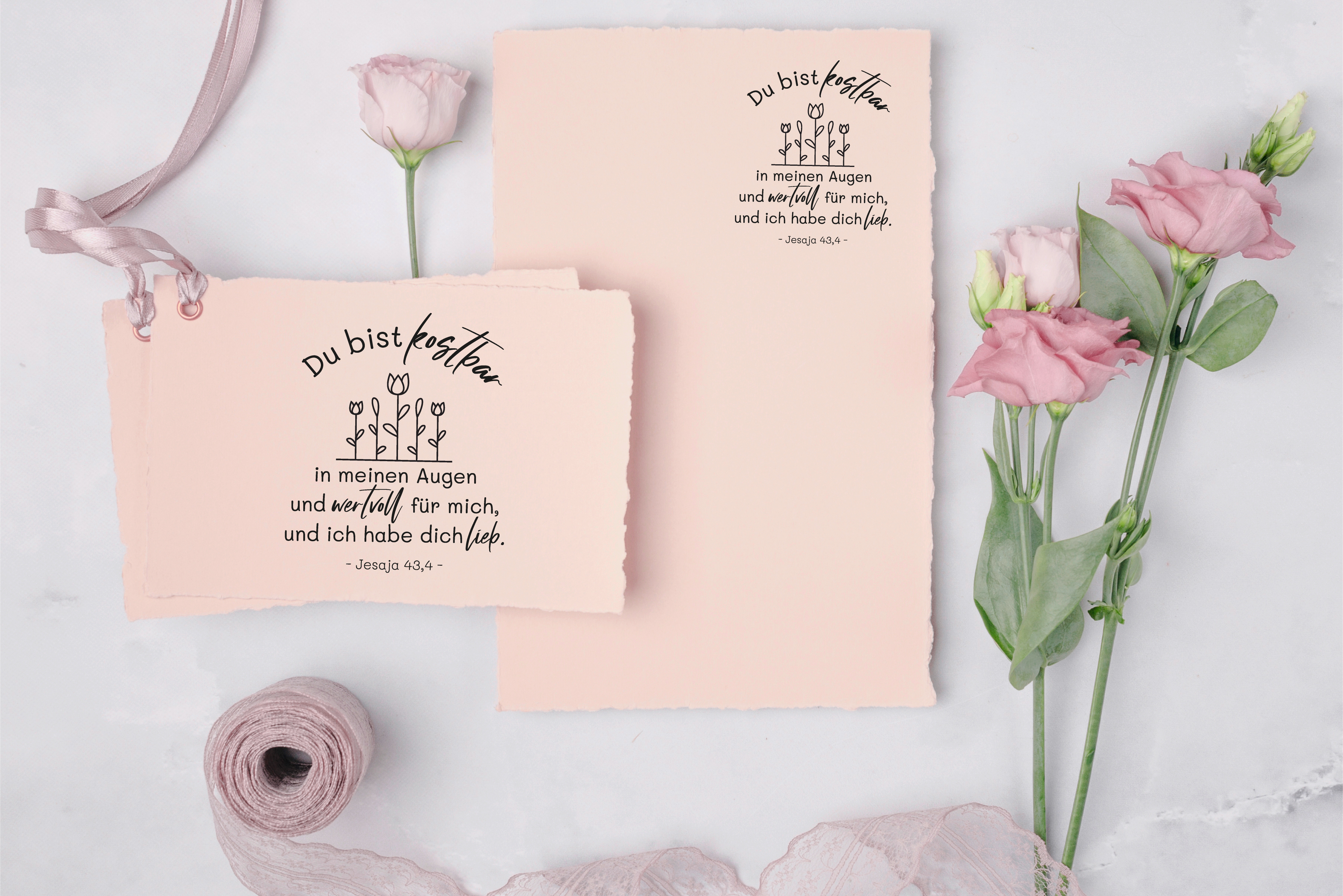 Florale Bibelvers-STEMPEL "Jesaja 43,4 - Du bist kostbar"