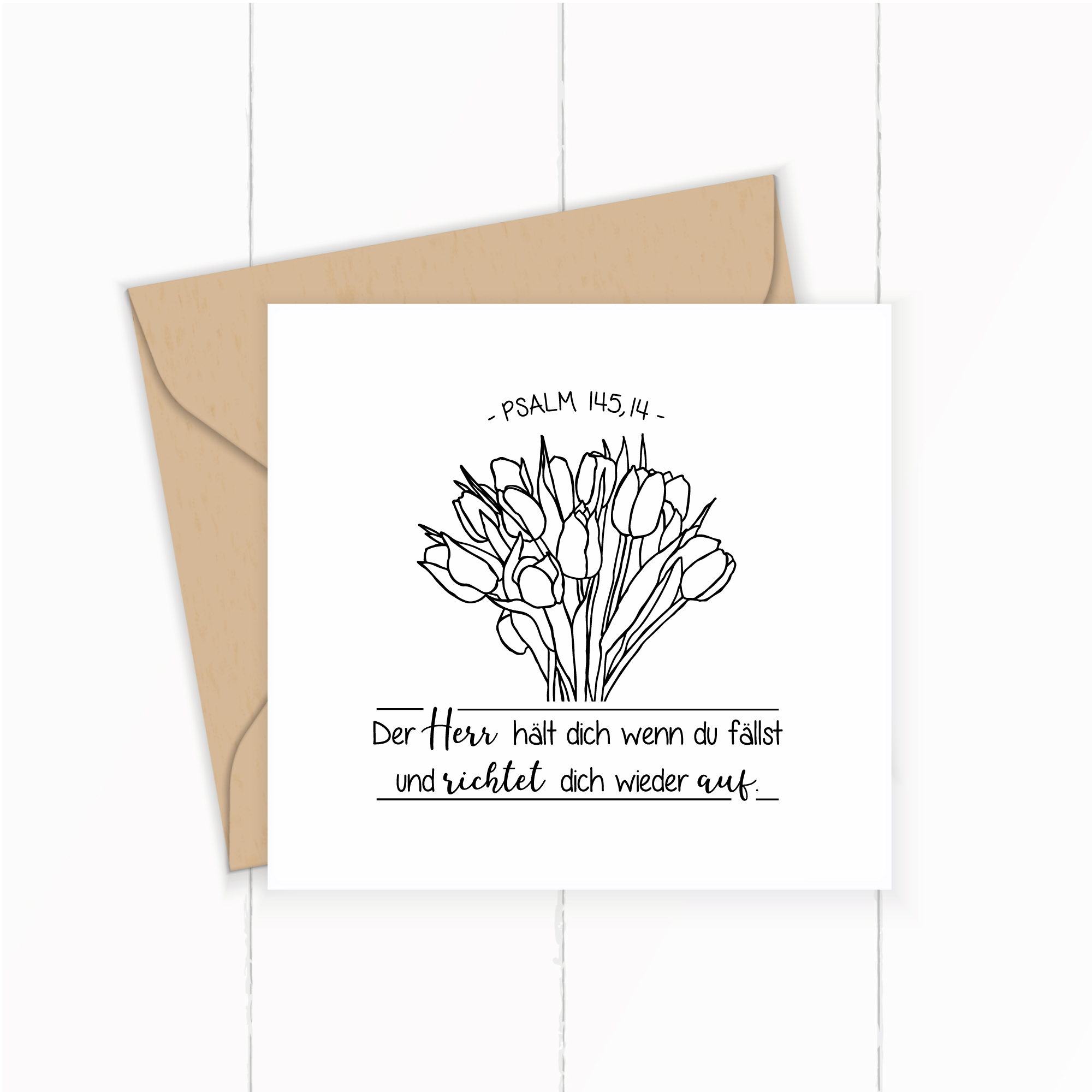 Floraler Bibelvers-STEMPEL "Psalm 145,14 - Der Herr hält dich"