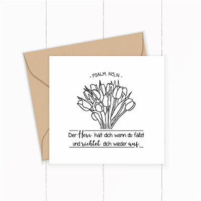 Floraler Bibelvers-STEMPEL "Psalm 145,14 - Der Herr hält dich"