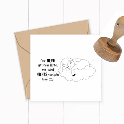 Süßer Bibelvers-STEMPEL Schaf "Psalm 23.1 - Der Herr ist mein Hirte" 