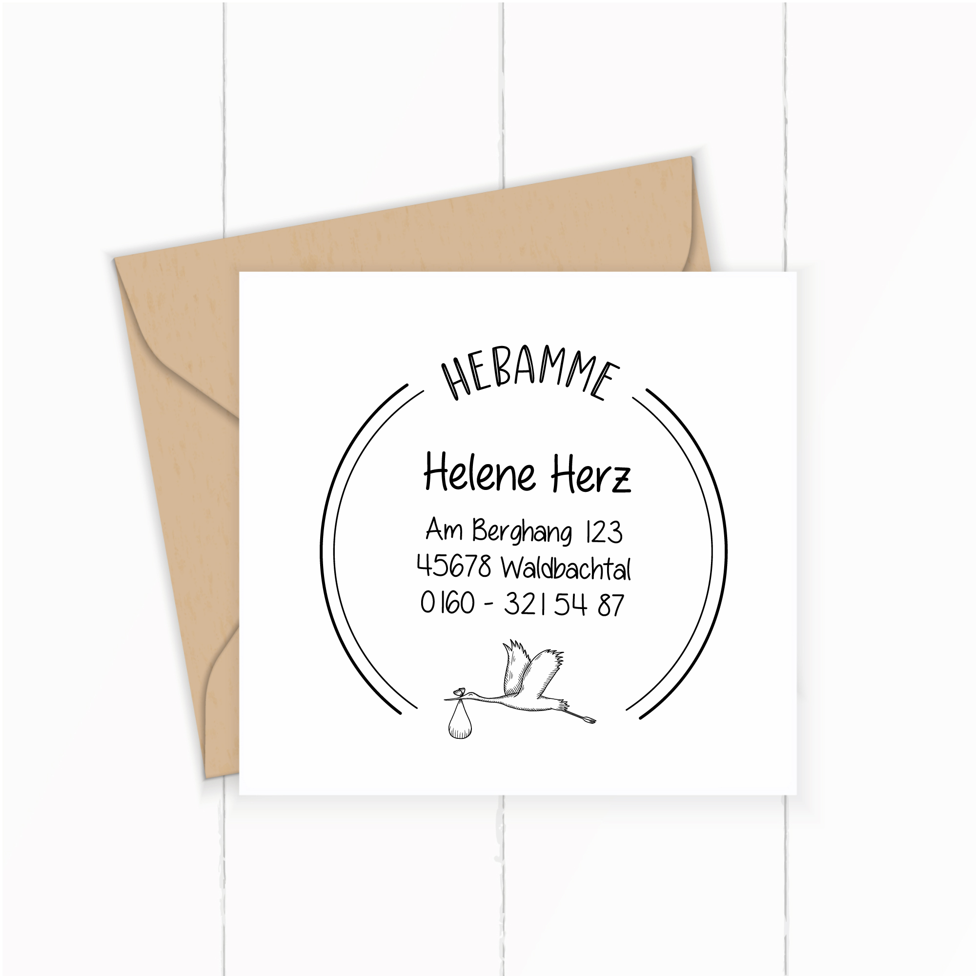 großer AdressSTEMPEL für Hebammen und Geburtshelfer "Ankunft"