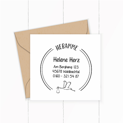 großer AdressSTEMPEL für Hebammen und Geburtshelfer "Ankunft"