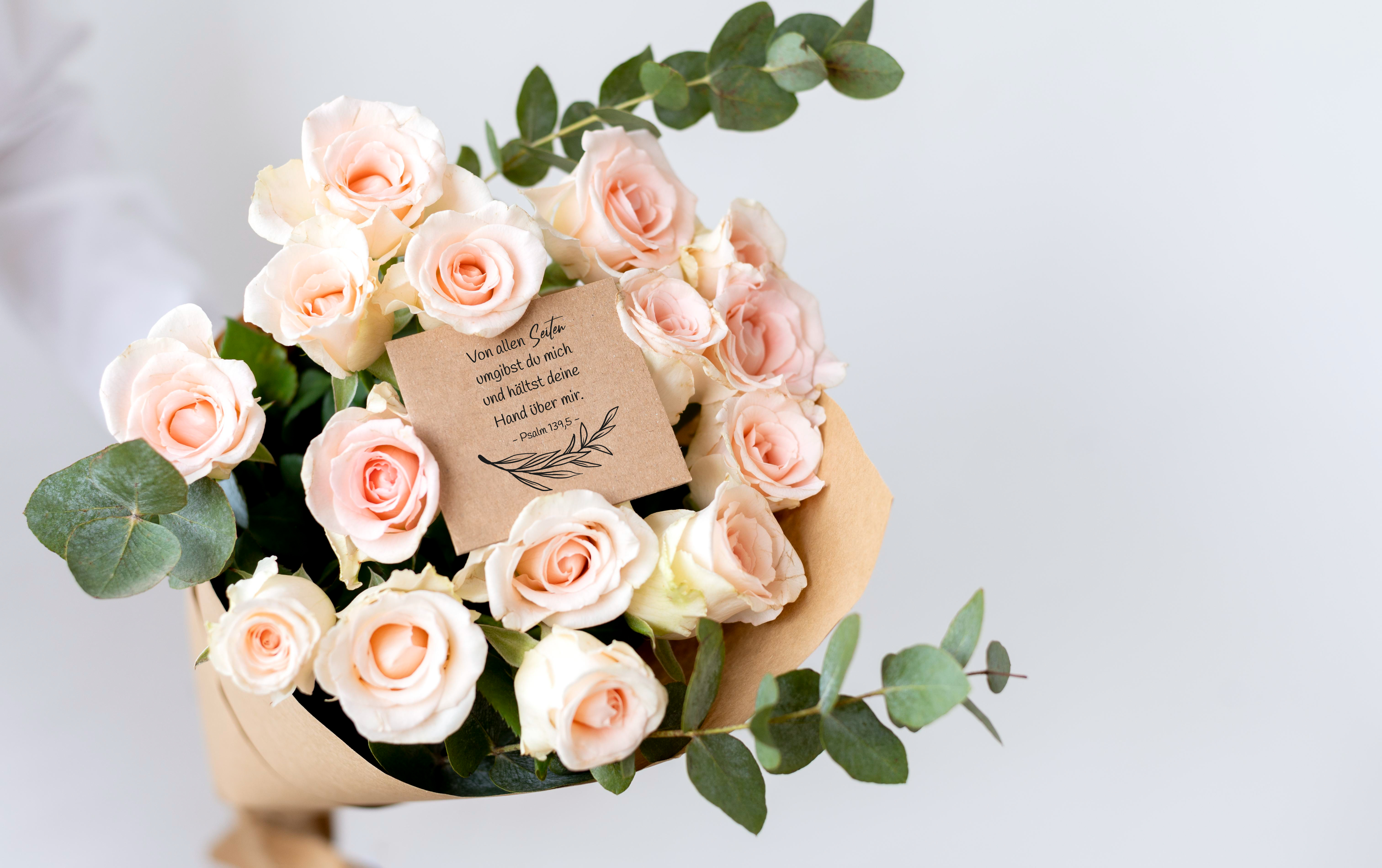 Florale Bibelvers-STEMPEL "Psalm 139,5 - Von allen Seiten umgibst du mich"