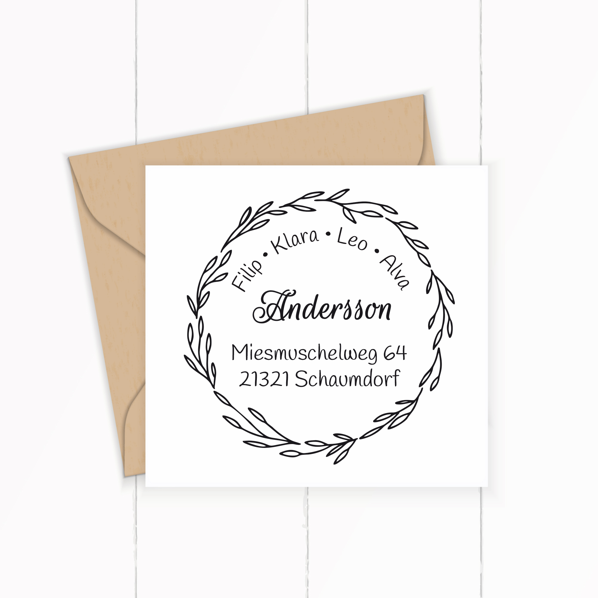 Personalisierter Adresstempel "Eukalyptus" | 4–10 cm 