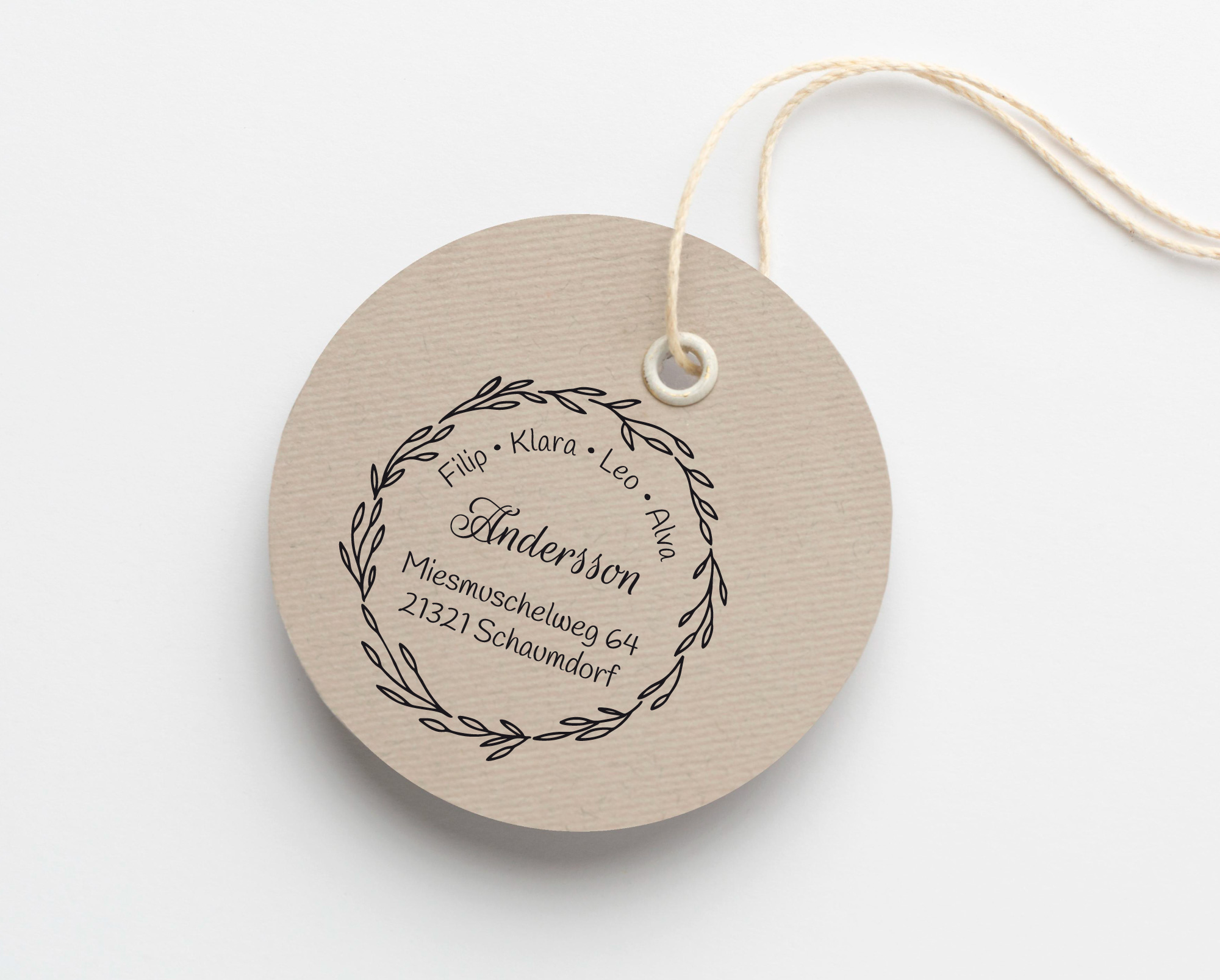 Personalisierter Adresstempel "Eukalyptus" | 4–10 cm 