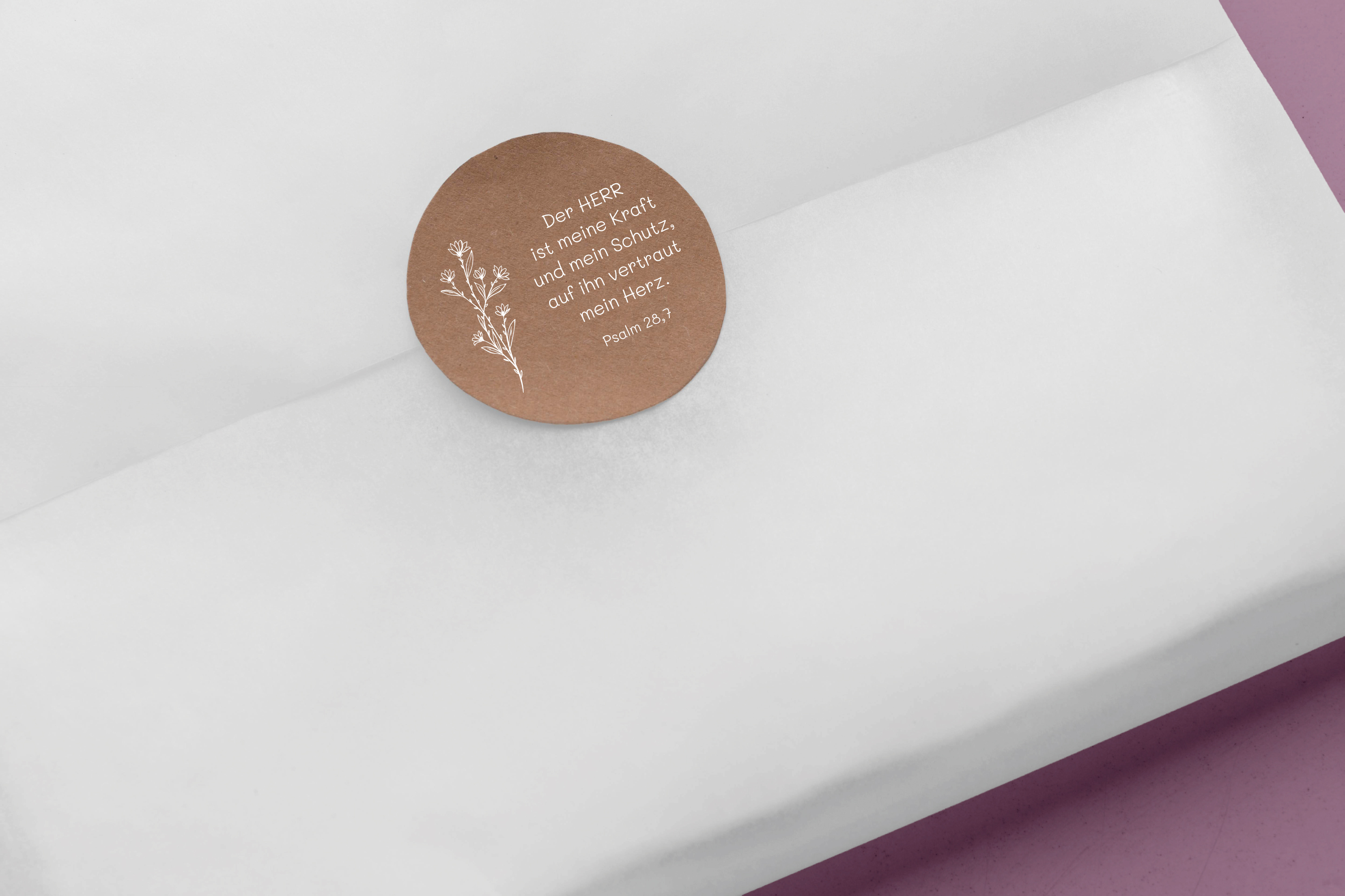 Floraler Bibelvers-STEMPEL "Psalm 28,7 - Der Herr ist meine Kraft"