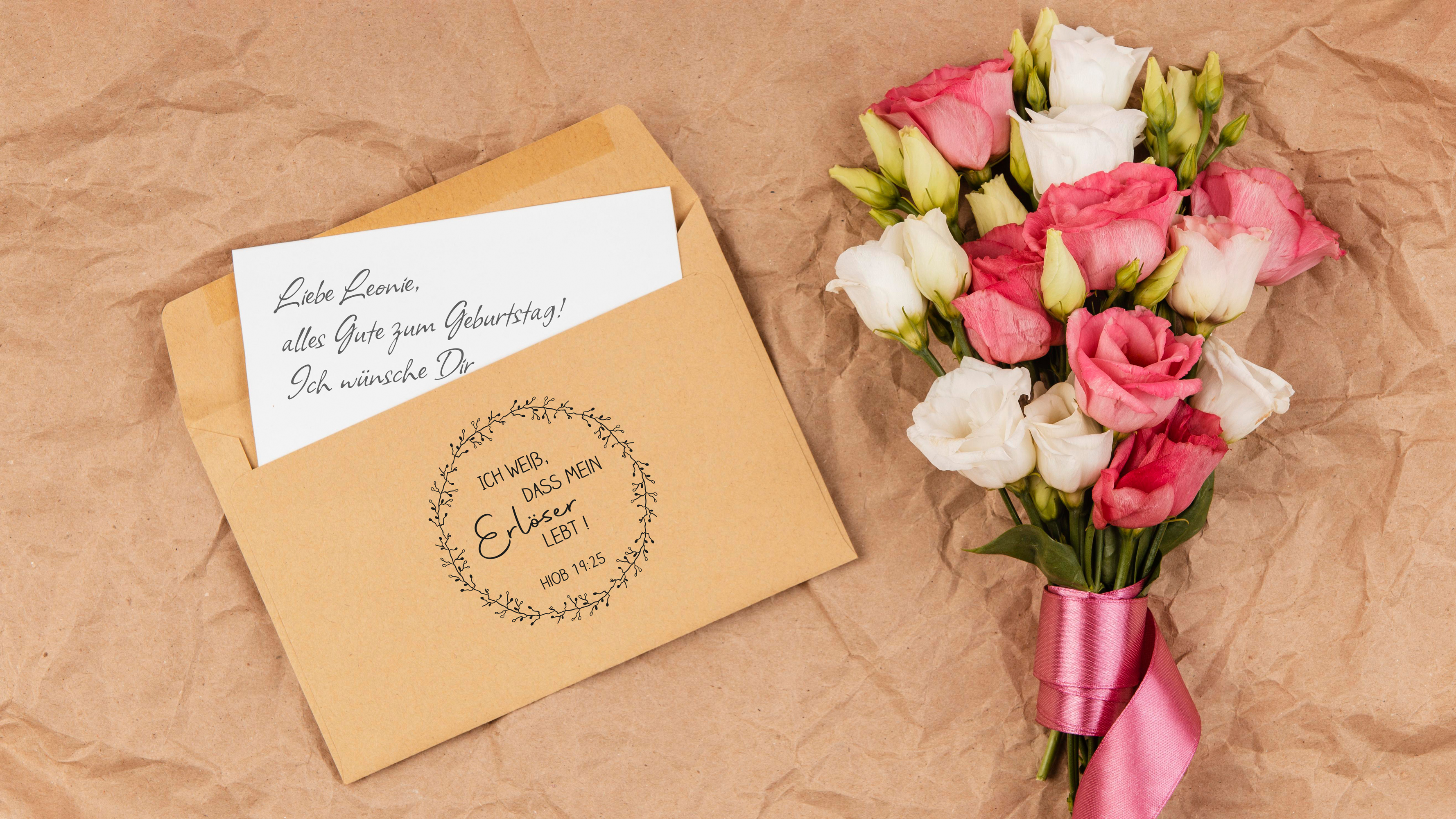 Bibelvers STEMPEL "Hiob 19, 25 - Ich weiß, dass mein Erlöser lebt!"