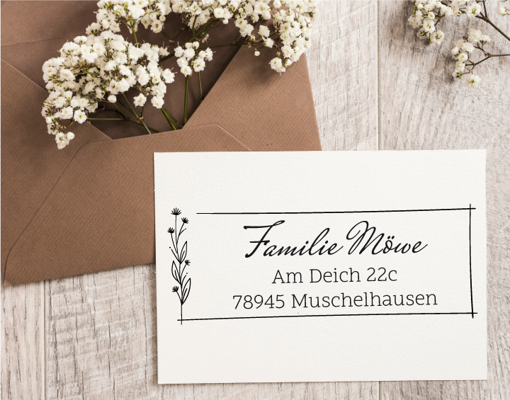 Personalisierter Adresstempel "Cosmea" | 58 x 22 mm 