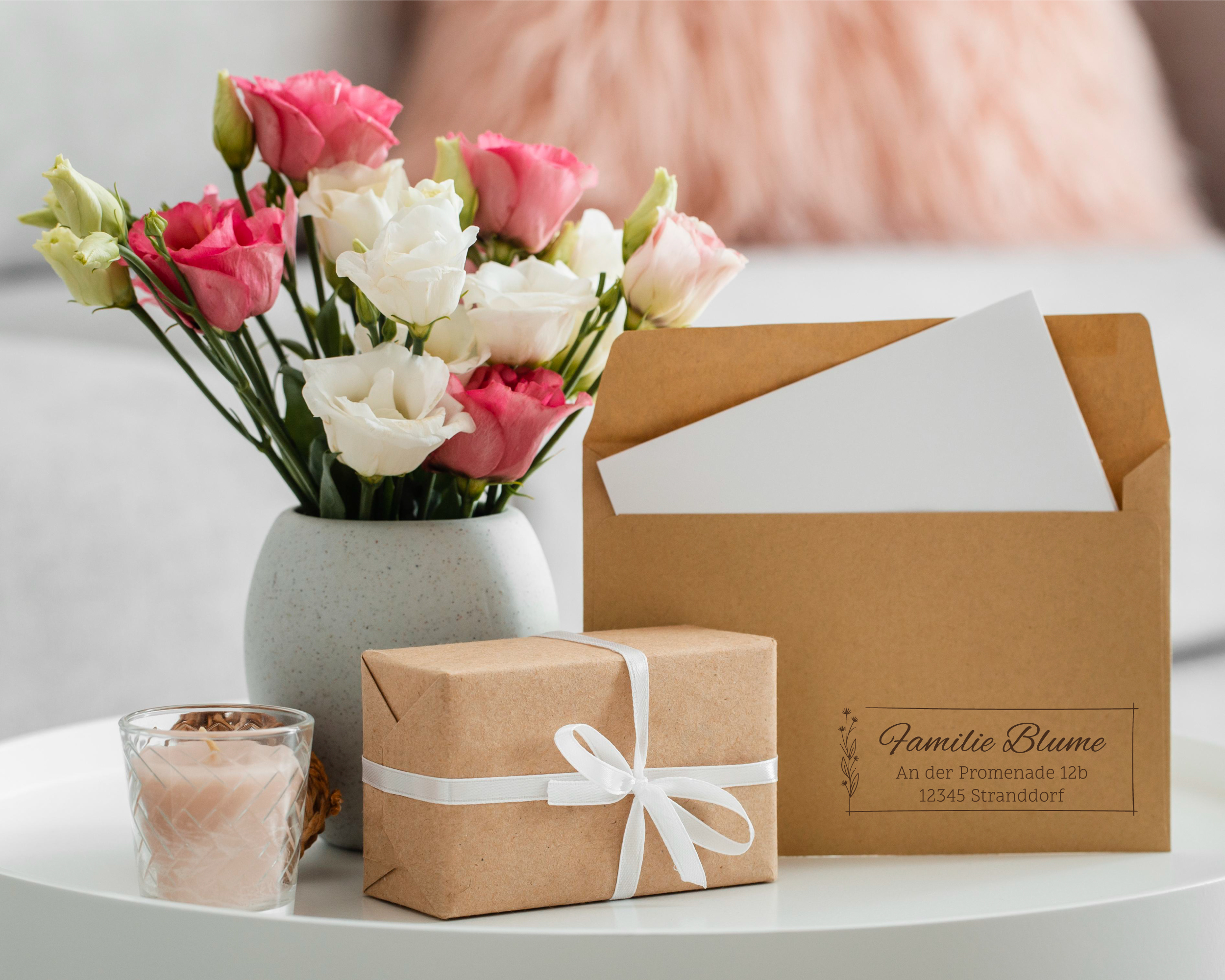 Personalisierter Adresstempel "Cosmea" | 58 x 22 mm 