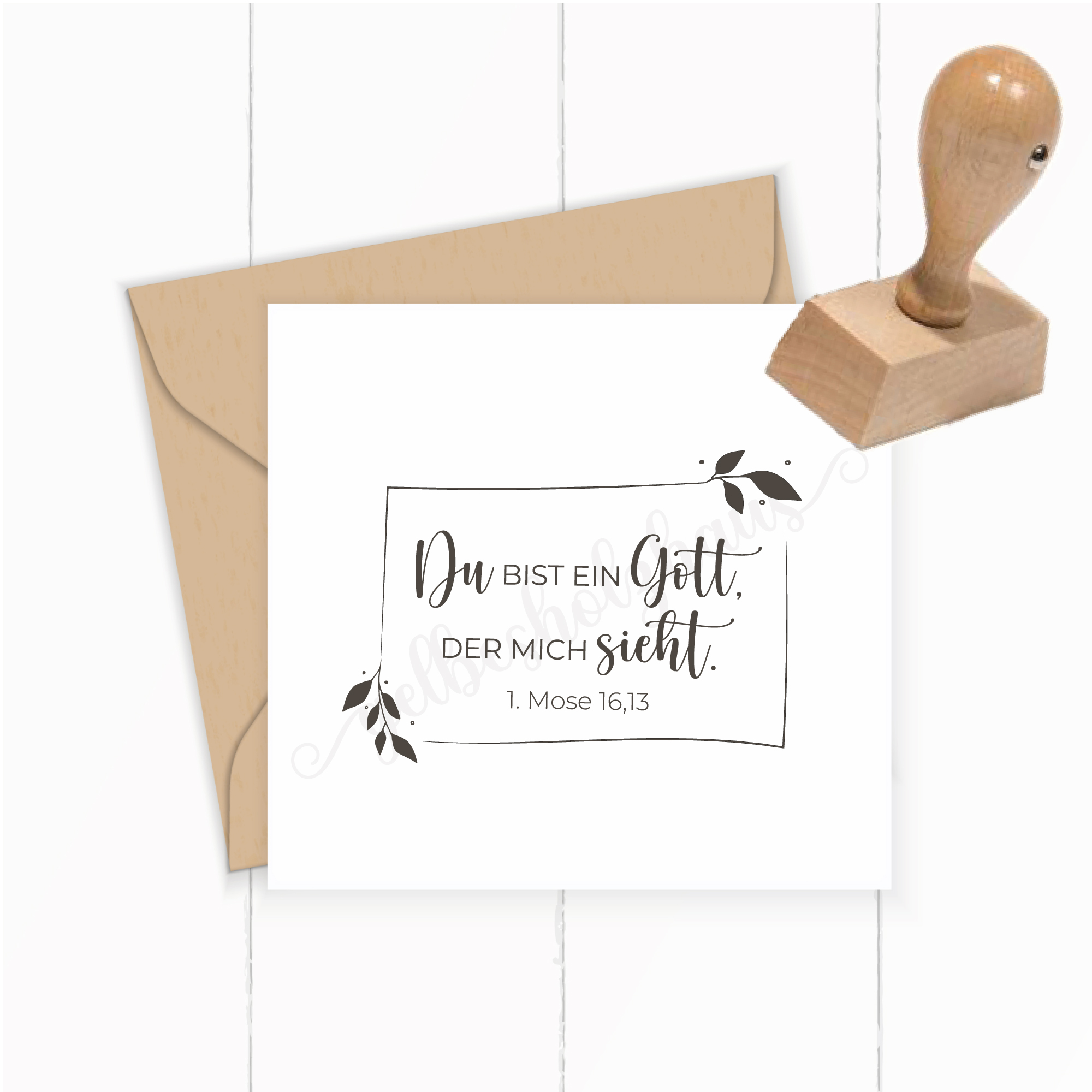 Floraler Bibelvers STEMPEL Jahreslosung 2023 "1. Mose 16,13 Du bist ein Gott, der mich sieht"