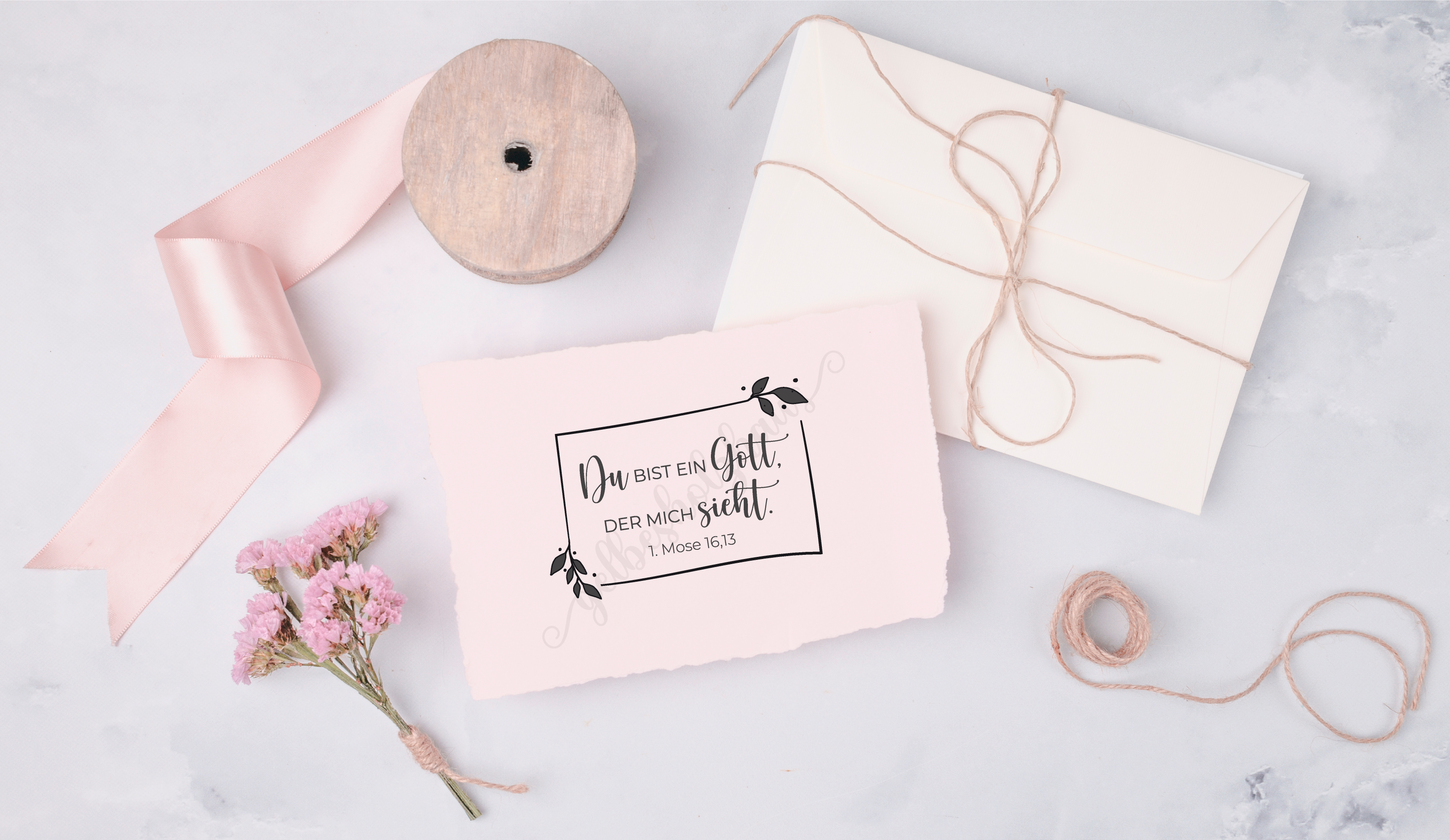 Floraler Bibelvers STEMPEL Jahreslosung 2023 "1. Mose 16,13 Du bist ein Gott, der mich sieht"