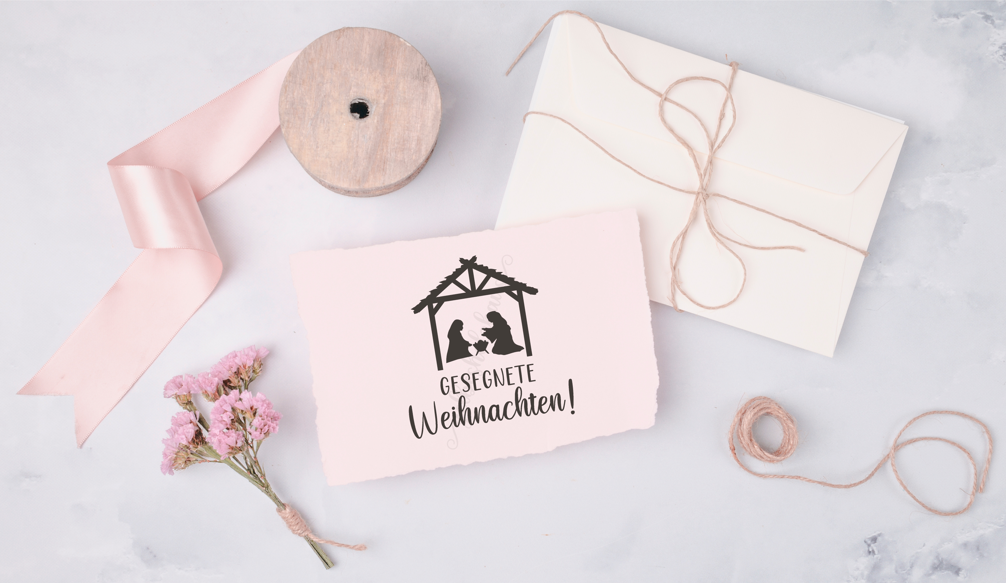 Weihnachts-STEMPEL mit Krippe "Gesegnete Weihnachten!"