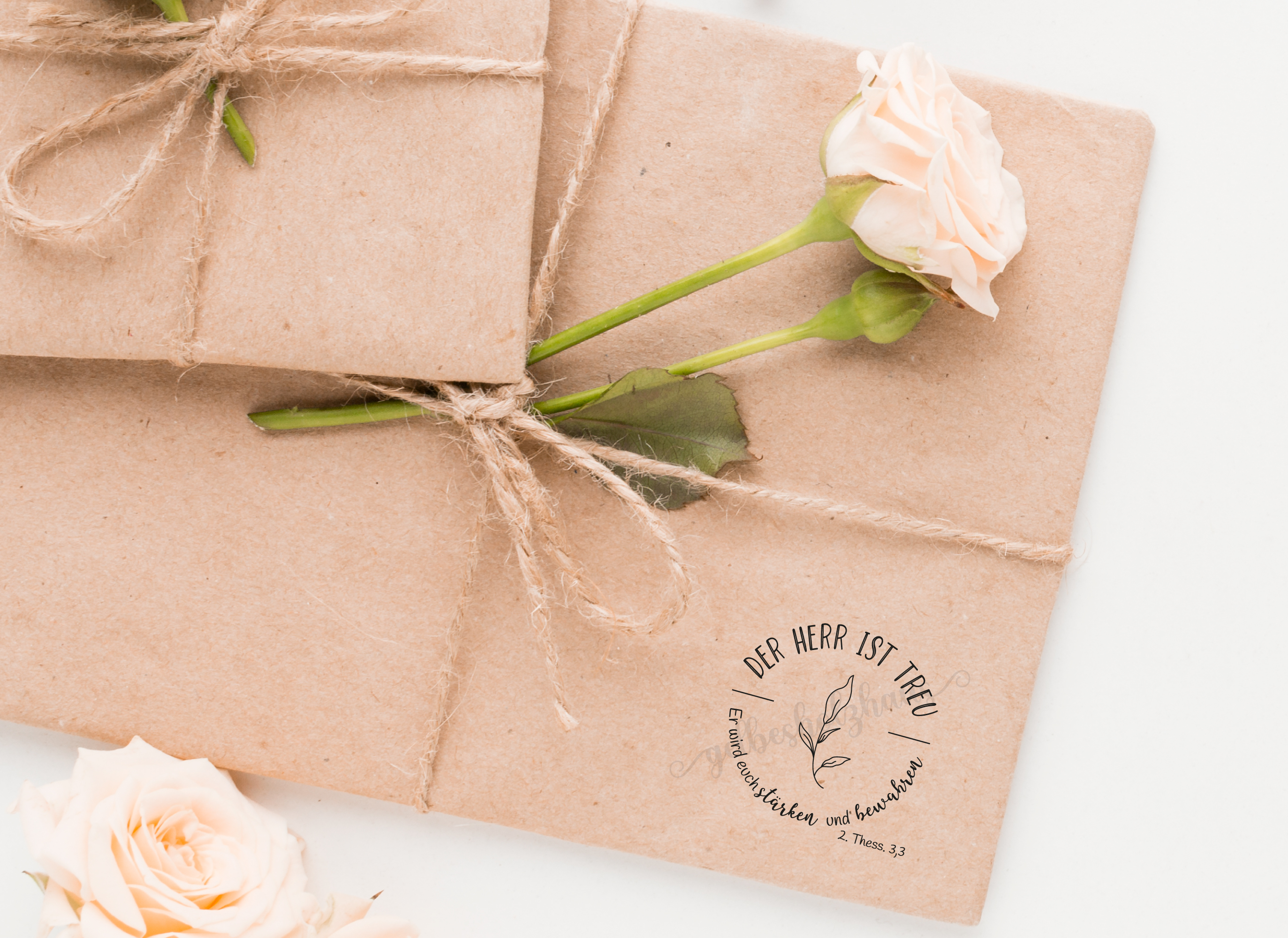 Floraler Bibelvers-STEMPEL "2. Thessalonicher 3,3 - Der Herr ist treu"