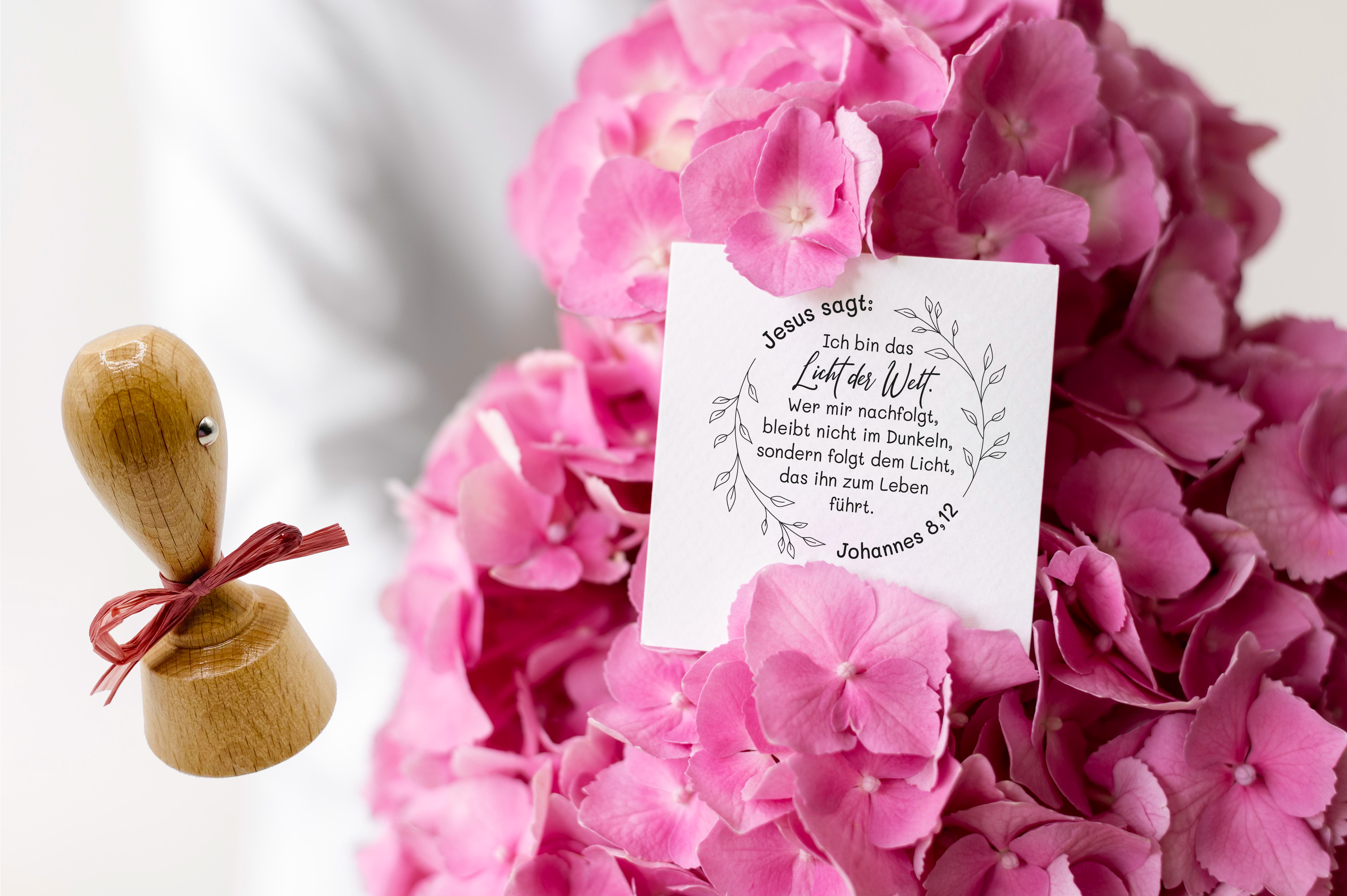 Floraler Bibelvers STEMPEL "Johannes 8,12 - Licht der Welt"