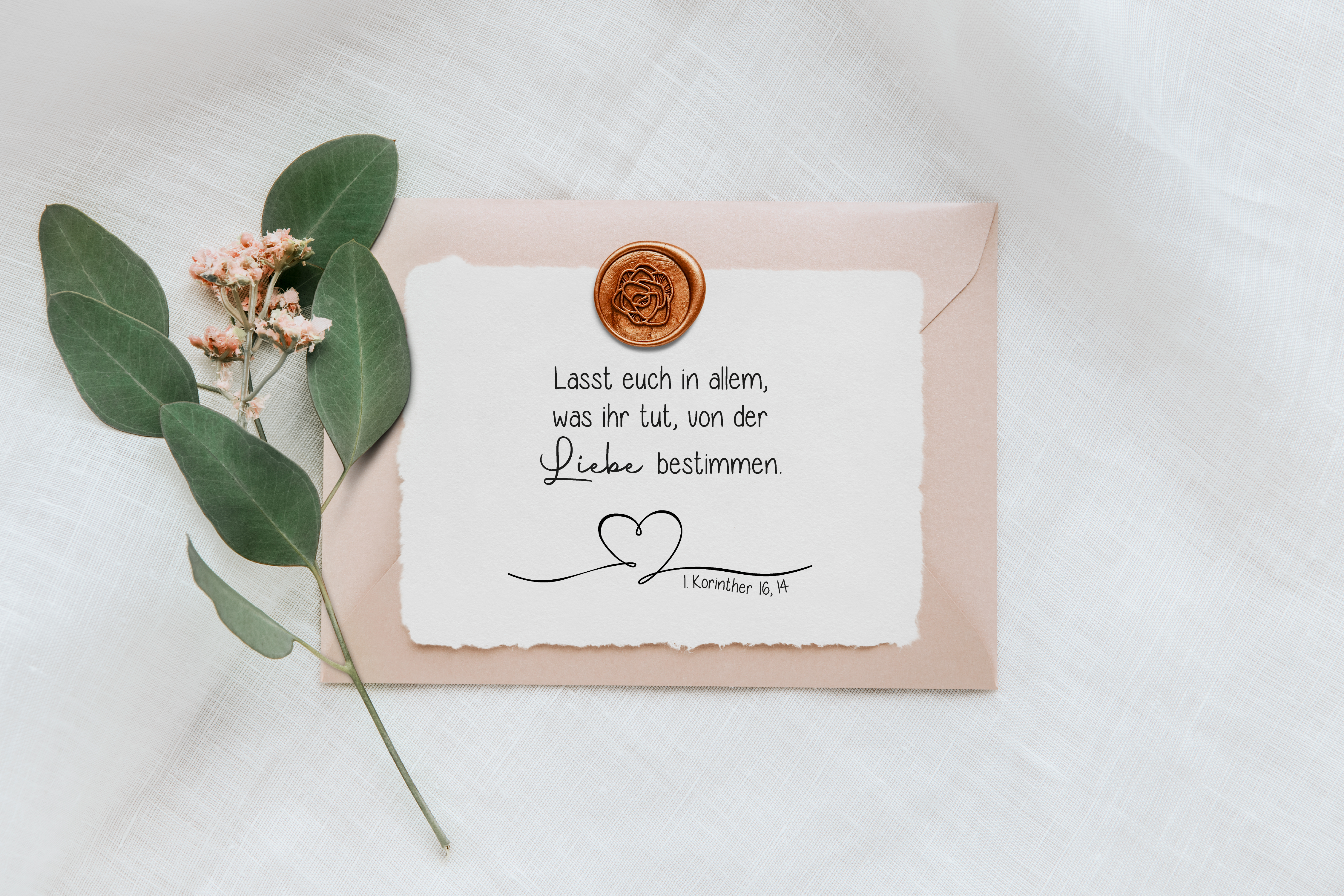 BibelversSTEMPEL "1. Korinther 16, 14 - lasst euch von der Liebe bestimmen"