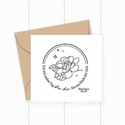 Floraler Bibelvers-STEMPEL "Matthäus 28,20 - Ich bin jeden Tag bei dir"
