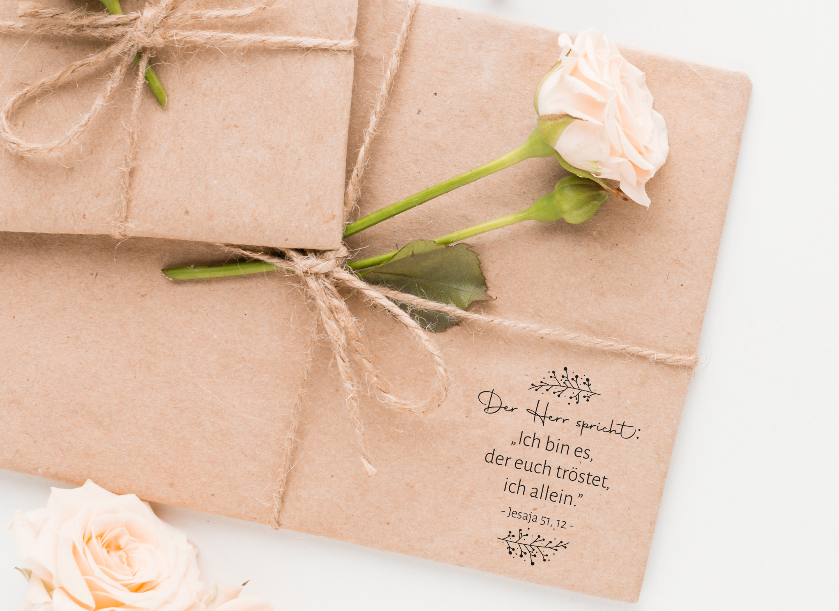 Floraler BibelversSTEMPEL "Jesaja 51, 12 - Ich bin es, der euch tröstet"