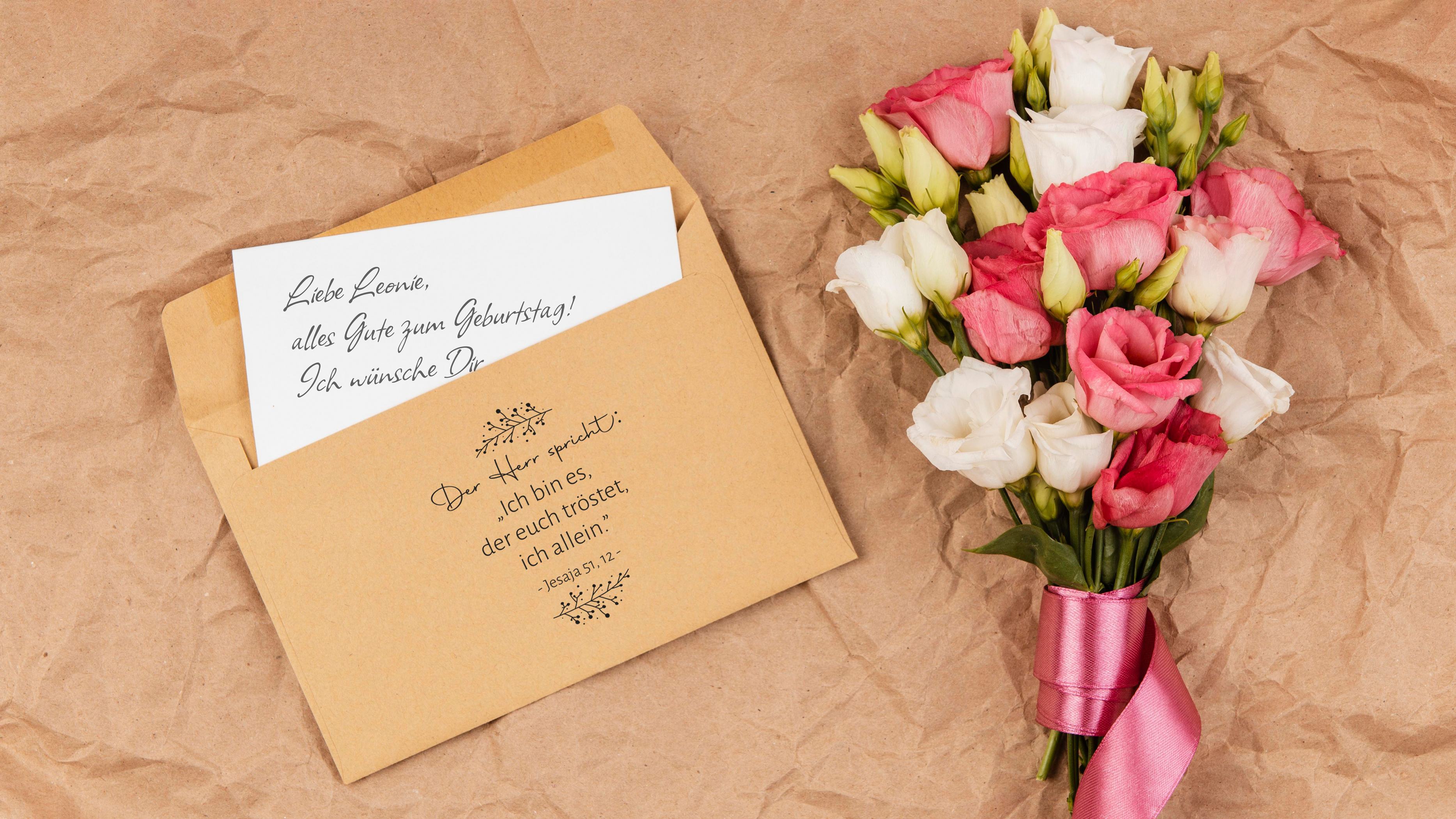 Floraler BibelversSTEMPEL "Jesaja 51, 12 - Ich bin es, der euch tröstet"