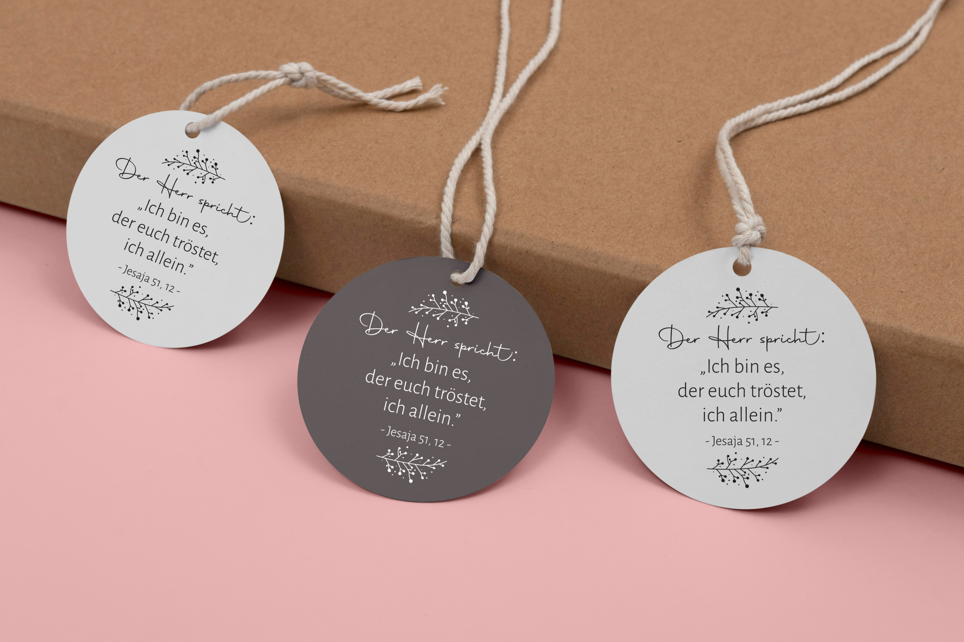 Floraler BibelversSTEMPEL "Jesaja 51, 12 - Ich bin es, der euch tröstet"