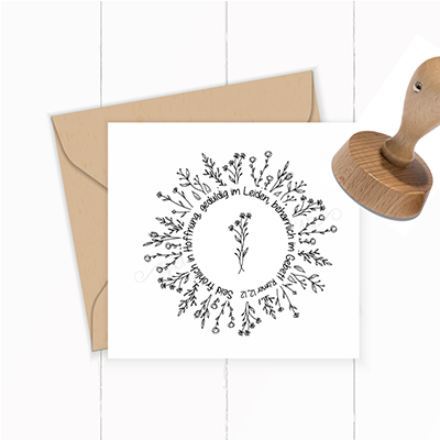 Floraler Bibelvers STEMPEL "Römer 12, 12 - Seid fröhlich in Hoffnung"