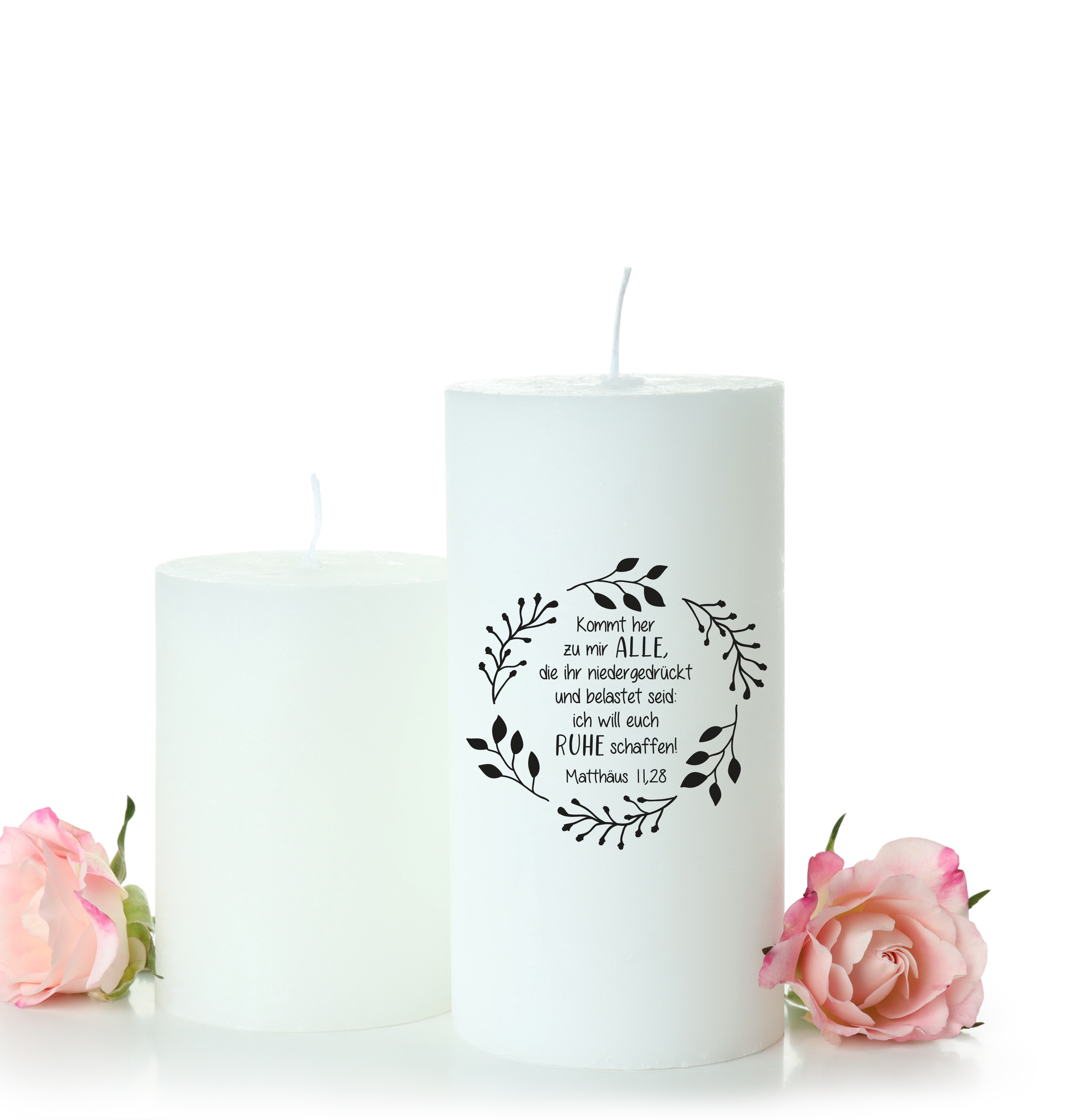 Floraler Bibelvers STEMPEL "Matthäus 11.28 Kommt her zu mir alle, die ihr..."