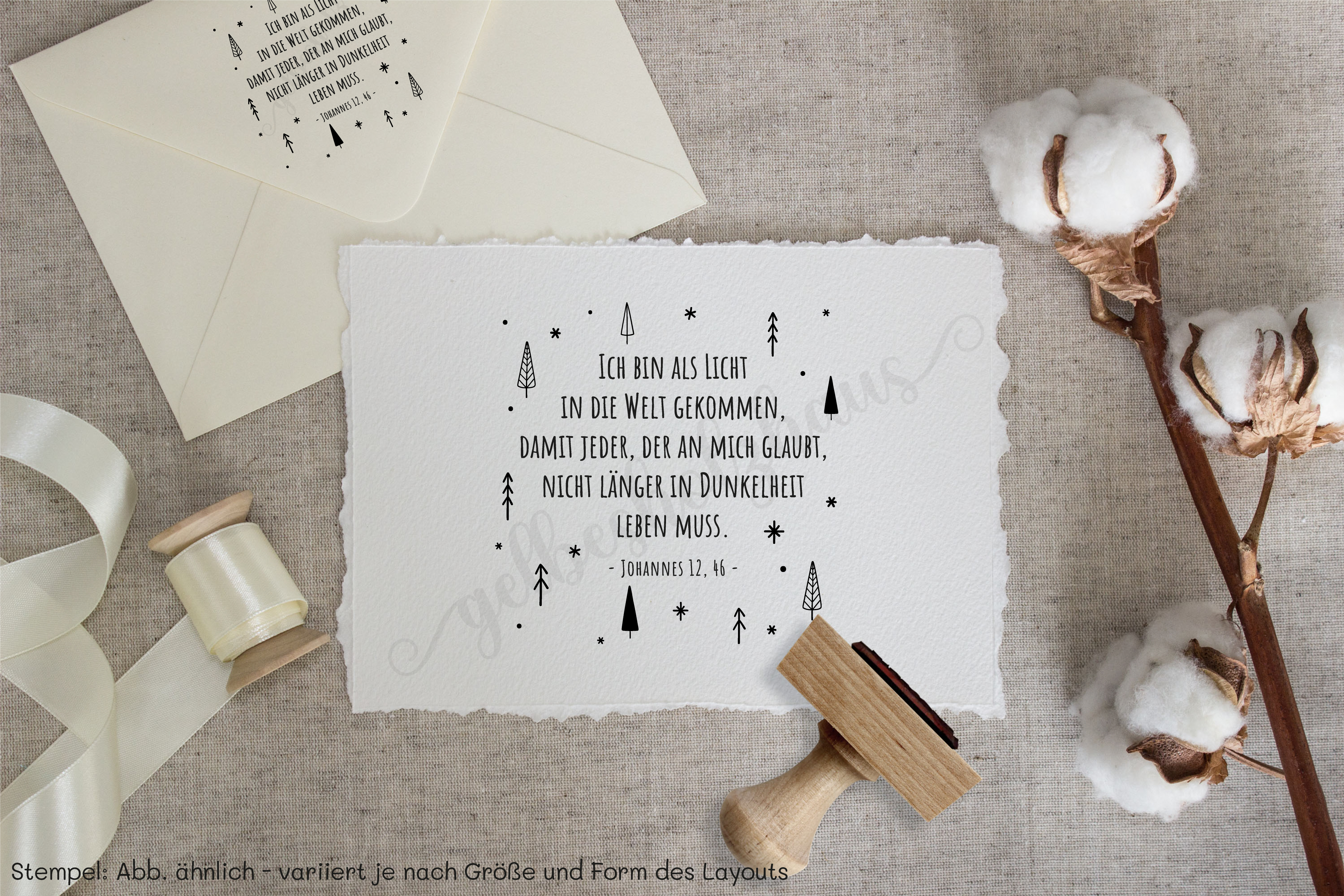 Weihnachts STEMPEL "Ich bin als Licht in die Welt gekommen - Johannes 12,46"