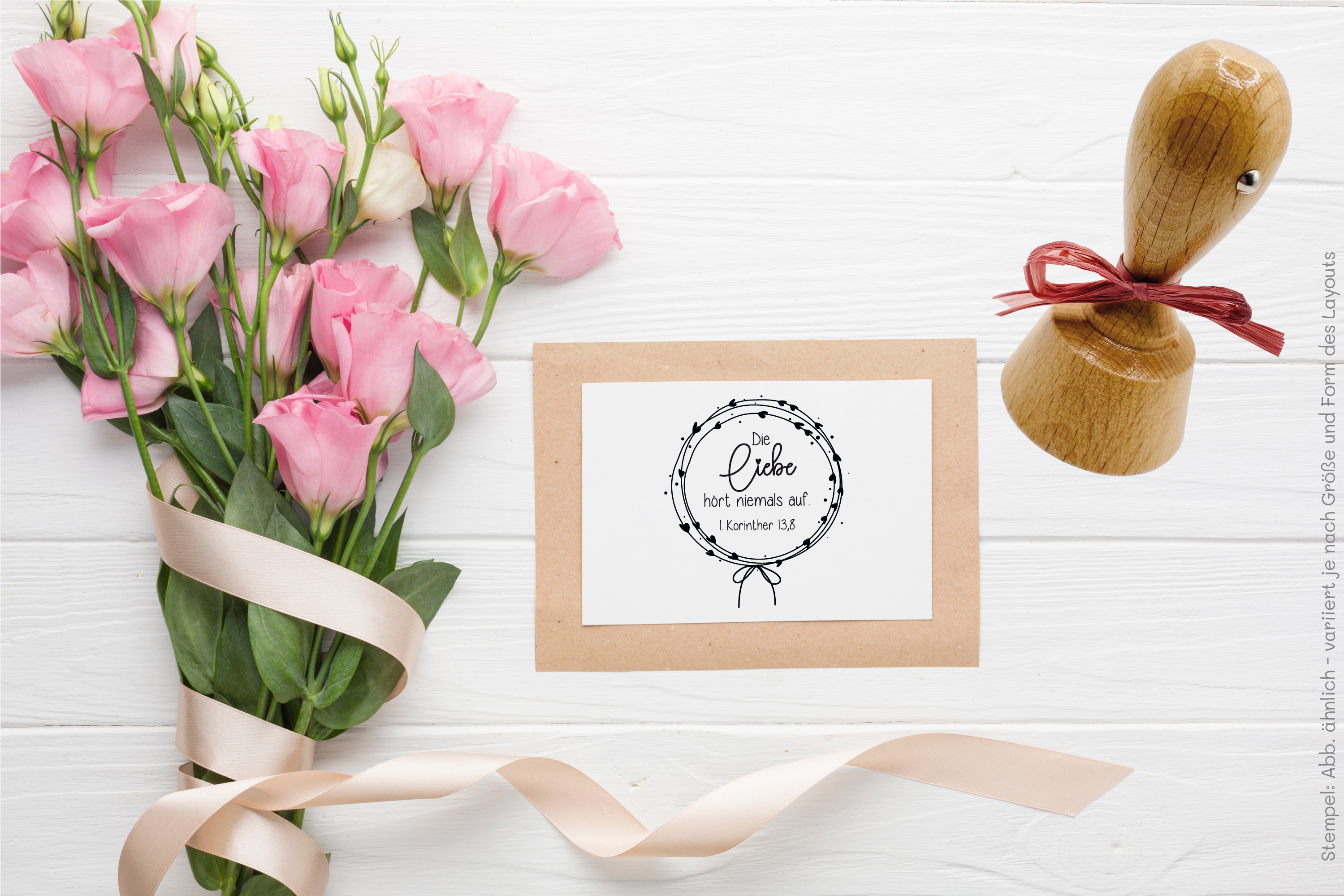 Bibelvers STEMPEL "1. Korinther 13, 8 - Die Liebe hört niemals auf!"