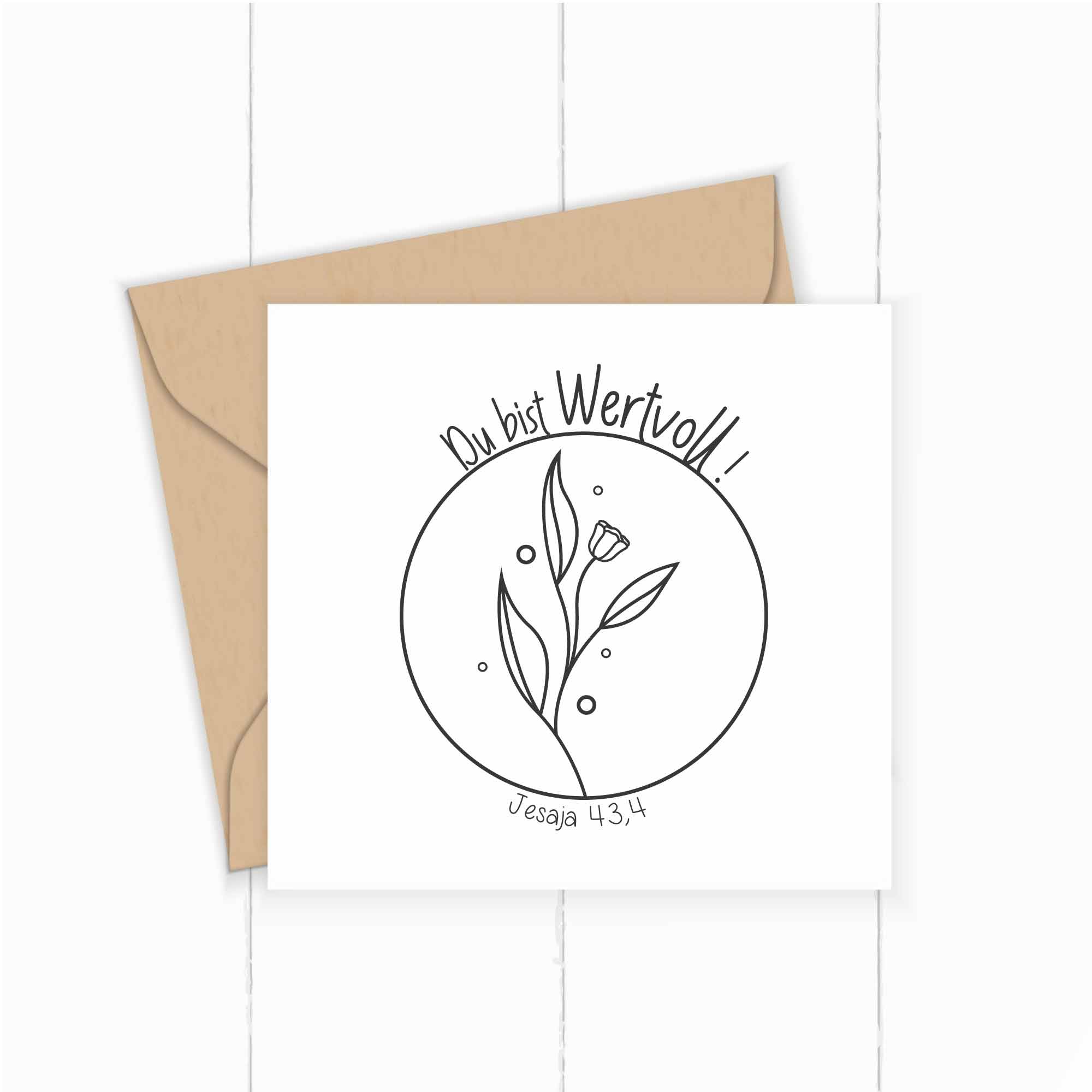 Florale Bibelvers-STEMPEL "Jesaja 43,4 - Du bist wertvoll"