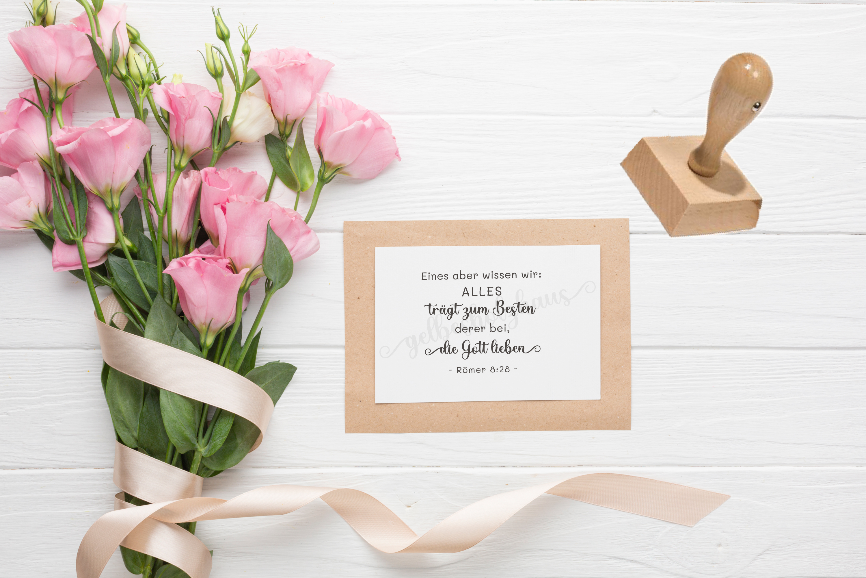 Bibelvers-STEMPEL "Römer 8, 28 Alles trägt zum Besten derer bei, die Gott lieben"