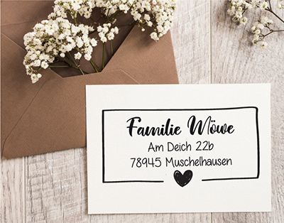 Personalisierter Adresstempel "Heart" | 58 x 22 mm