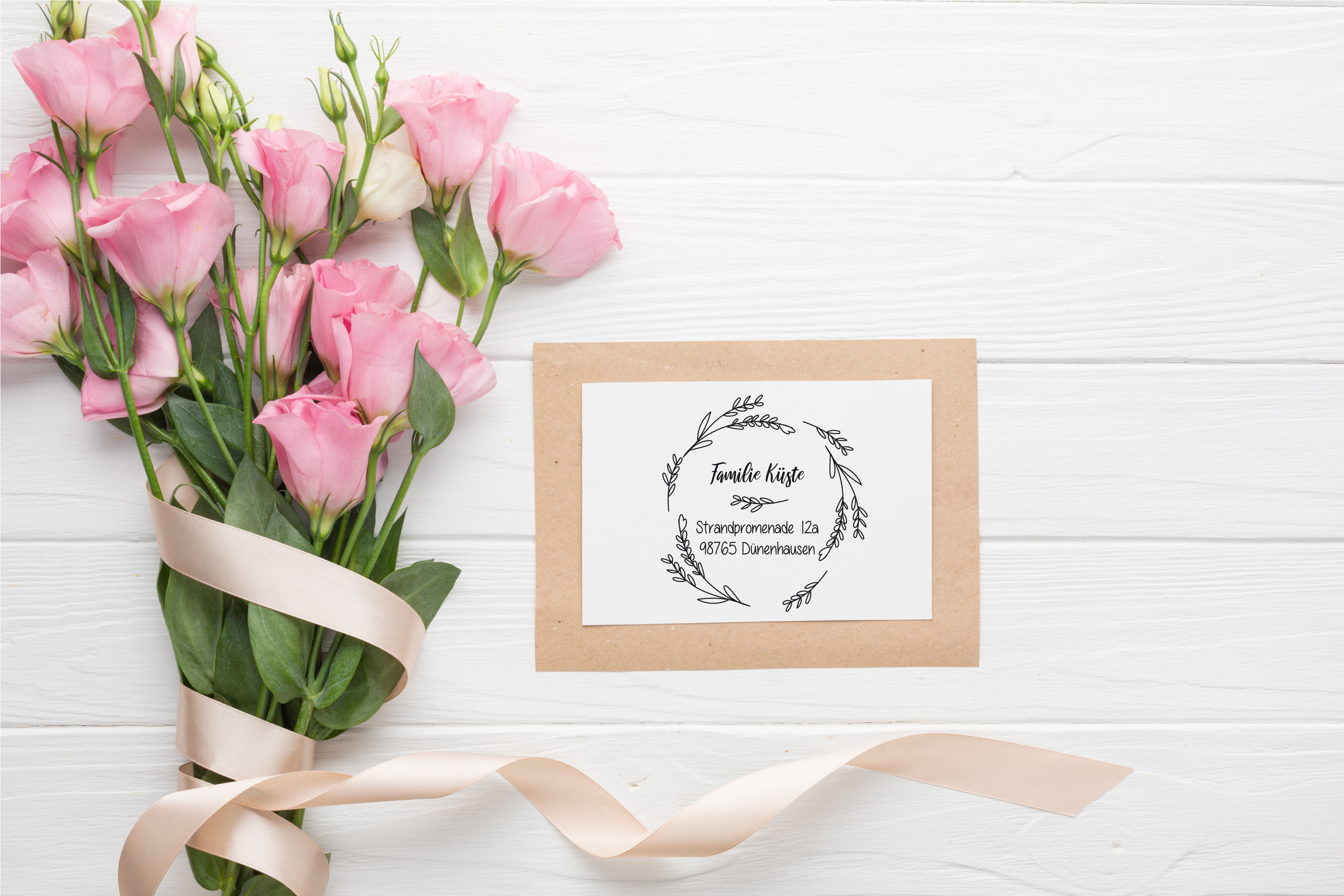 Personalisierter Adresstempel "Gräserkranz" | 4–10 cm 