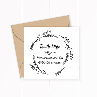 Personalisierter Adresstempel "Gräserkranz" | 4–10 cm 