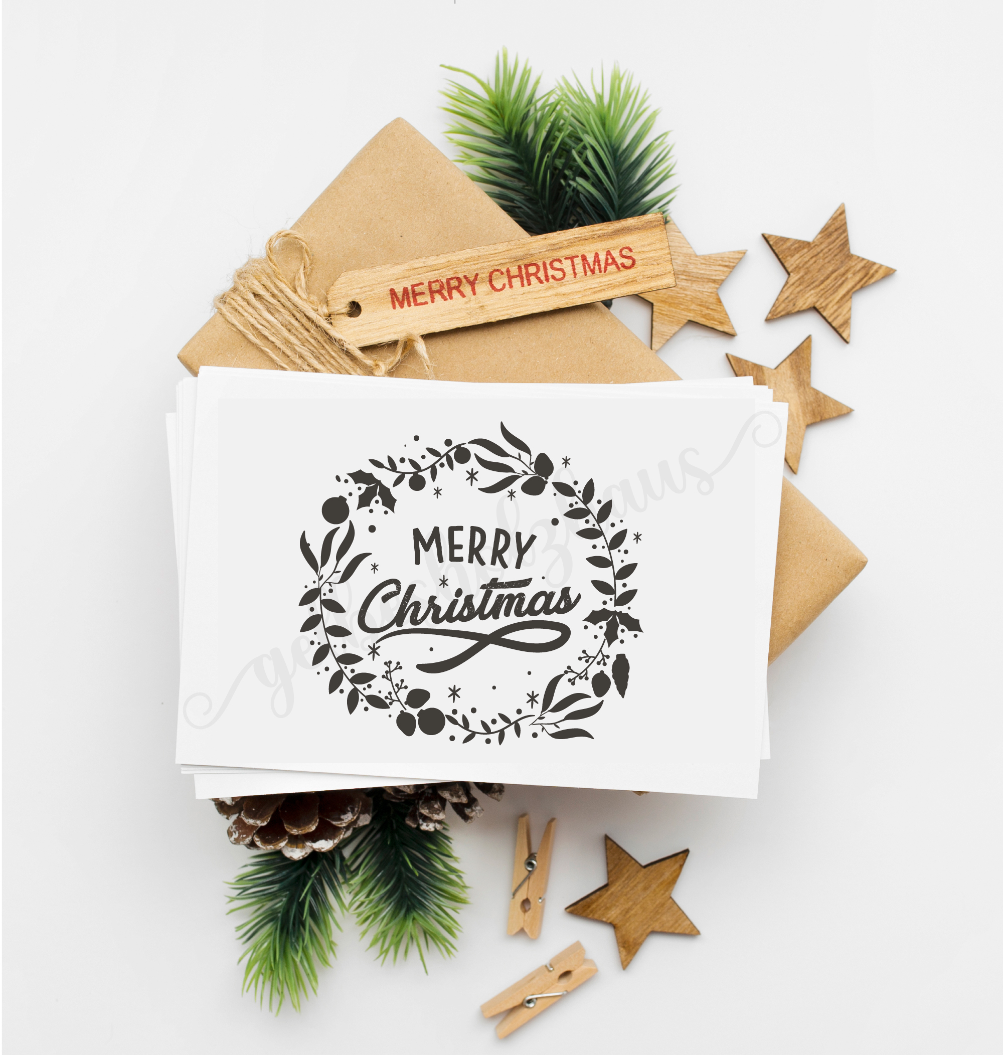 Weihnachts-STEMPEL Kranz "Merry Christmas"