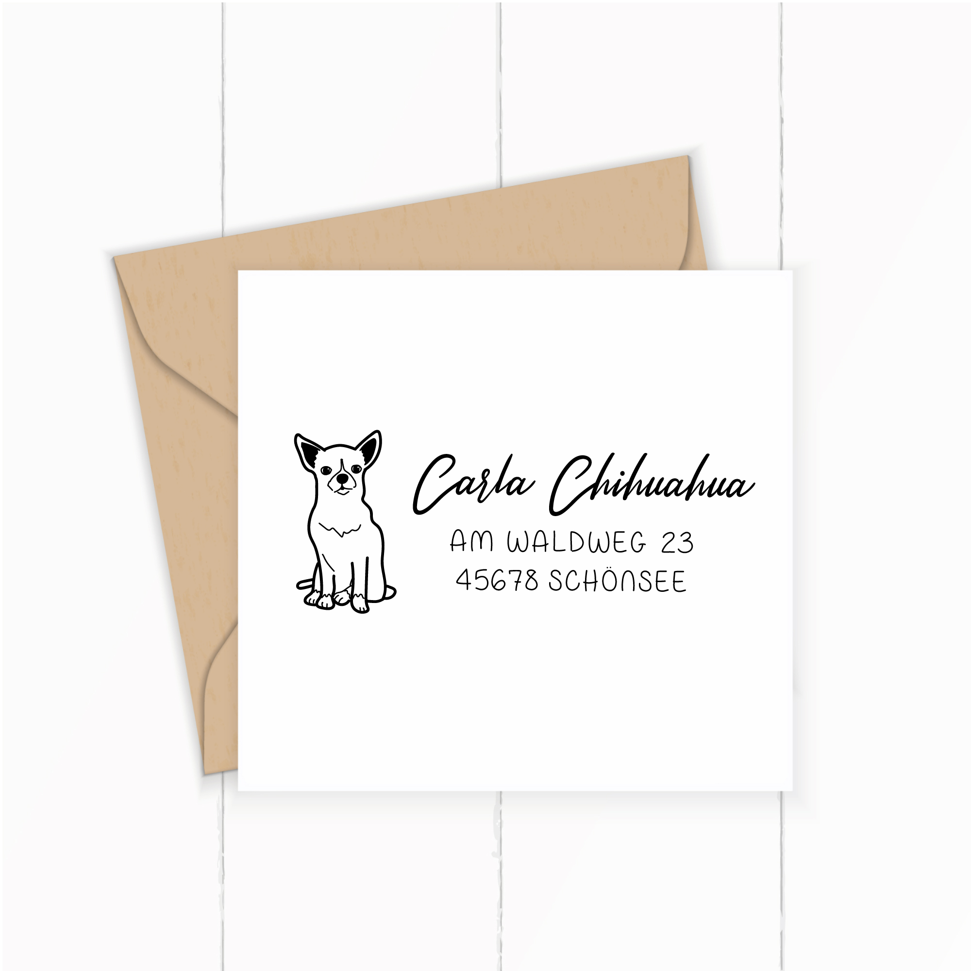 Personalisierbarer Adressstempel "Chihuahua" | 58 x 22 mm